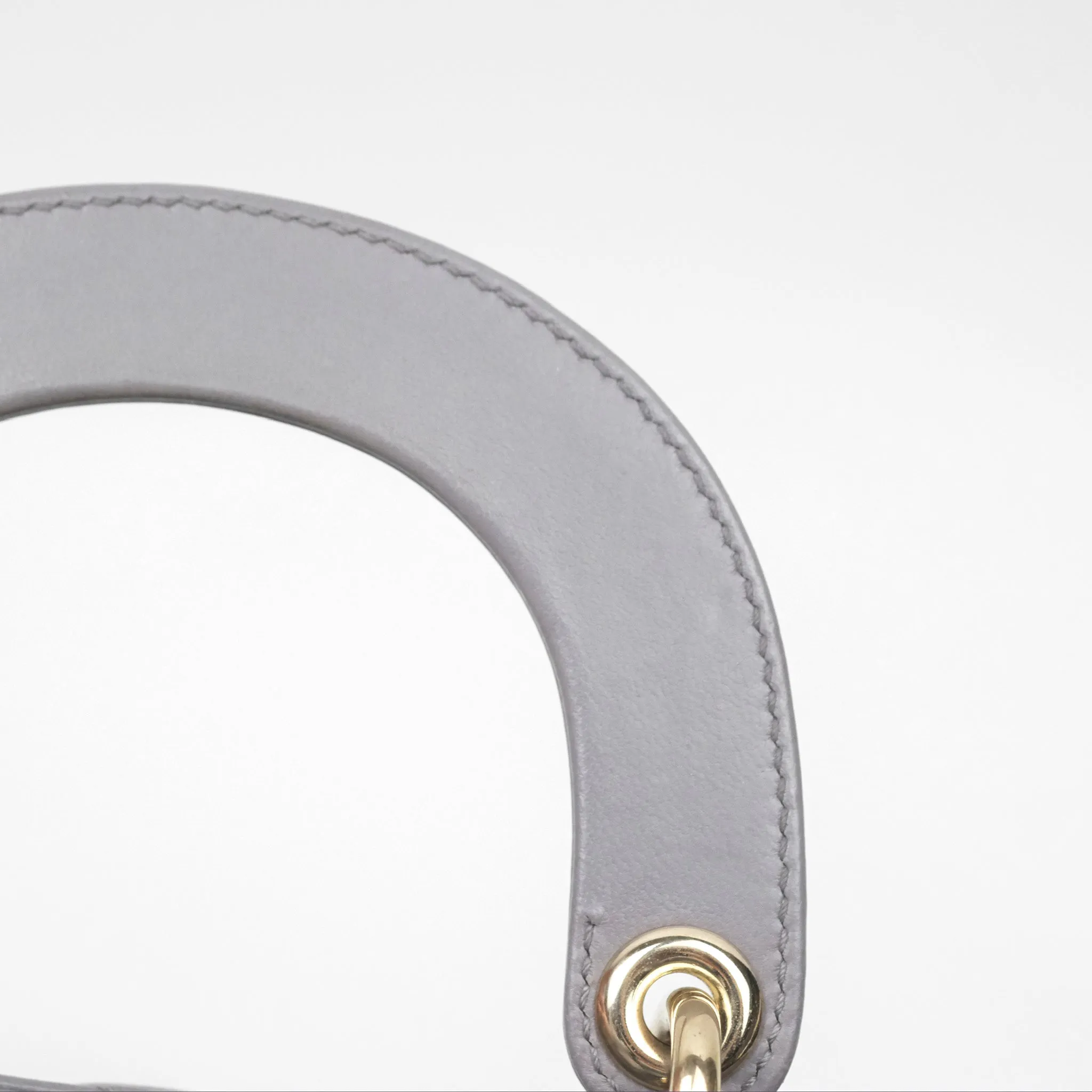 Christian Dior Mini Lady Dior Grey Lambskin Cannage Gold Hardware