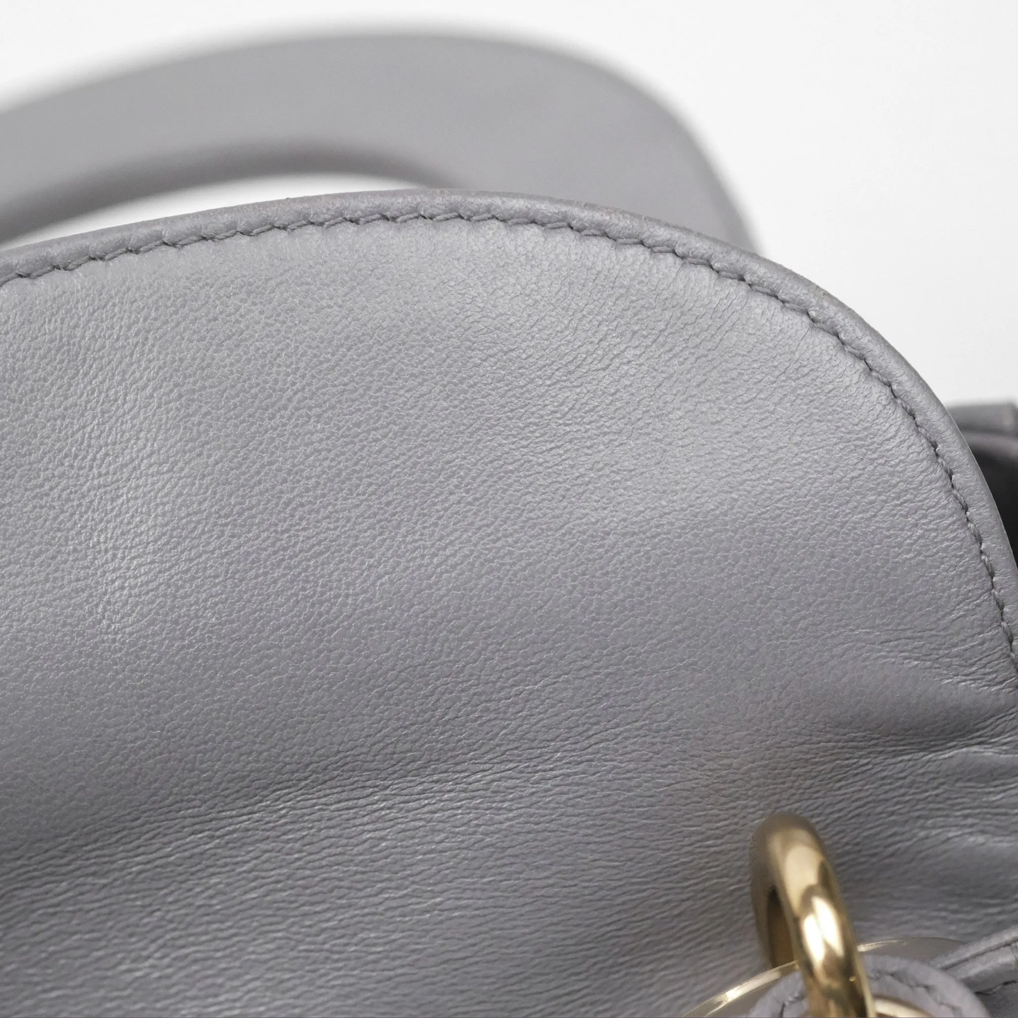 Christian Dior Mini Lady Dior Grey Lambskin Cannage Gold Hardware