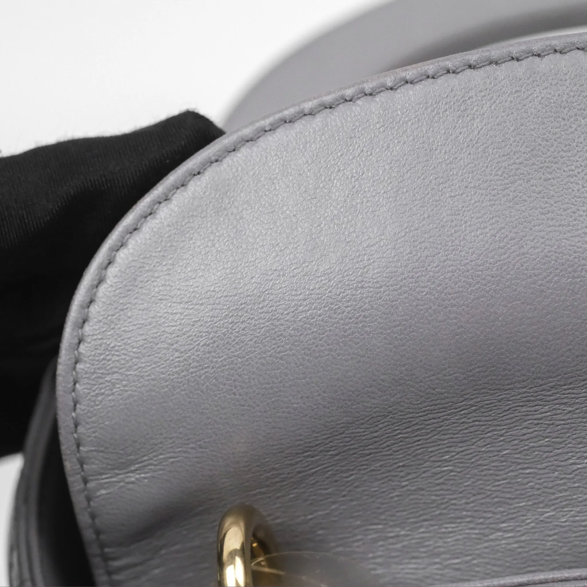 Christian Dior Mini Lady Dior Grey Lambskin Cannage Gold Hardware