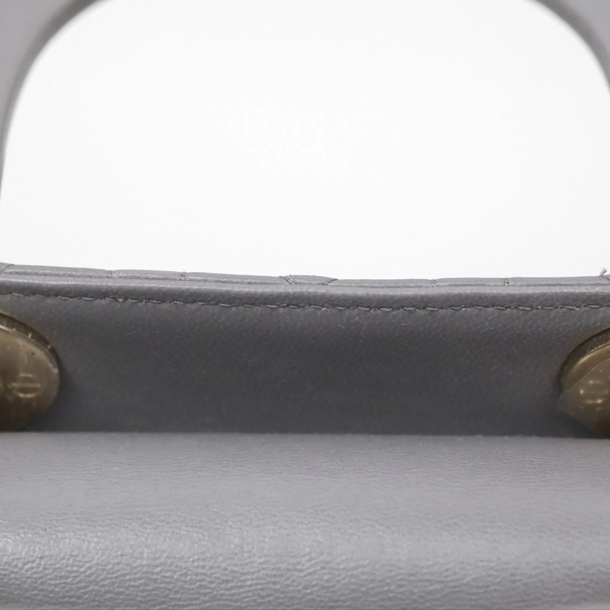 Christian Dior Mini Lady Dior Grey Lambskin Cannage Gold Hardware