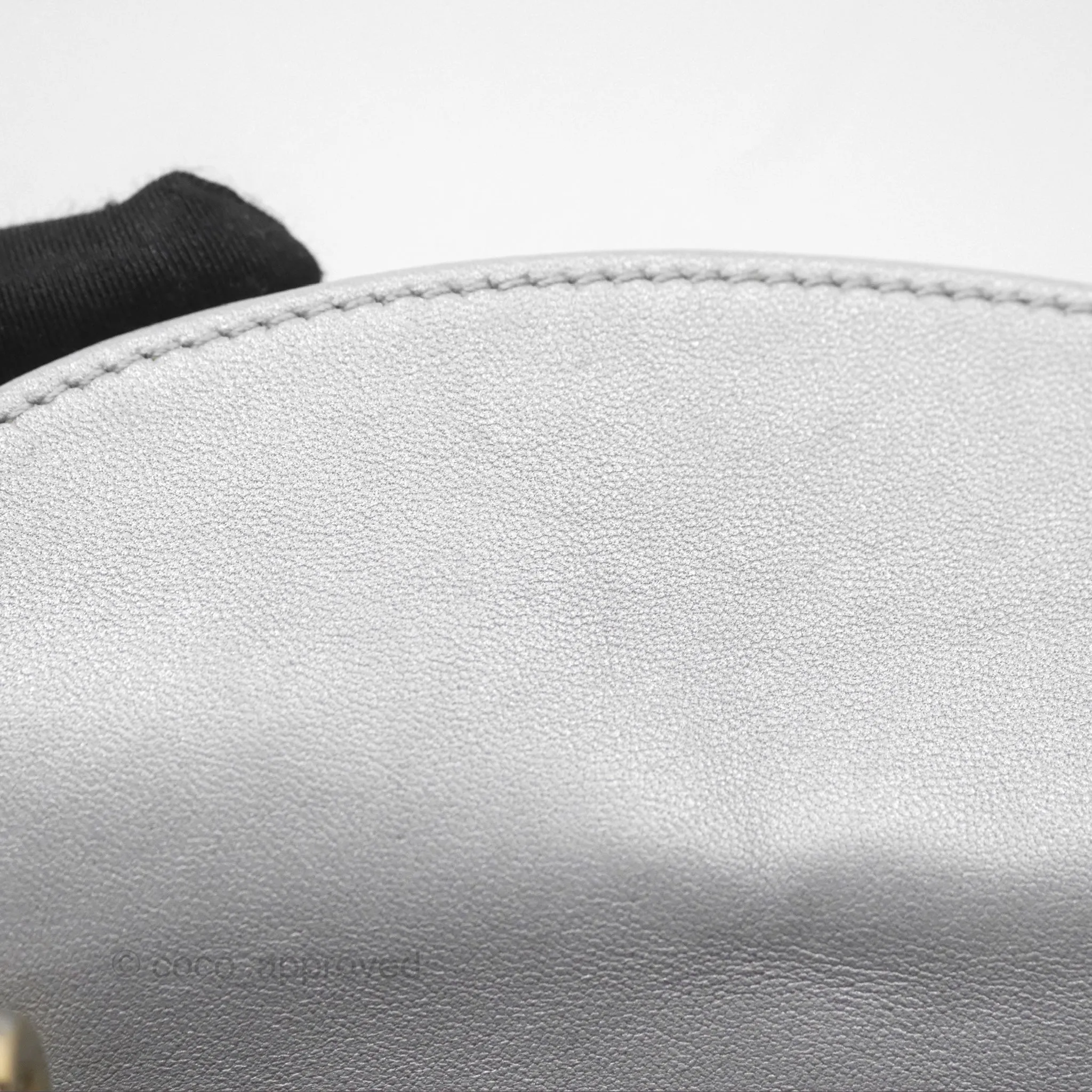 Christian Dior Mini Lady Dior Iridescent Grey Lambskin Cannage Gold Hardware