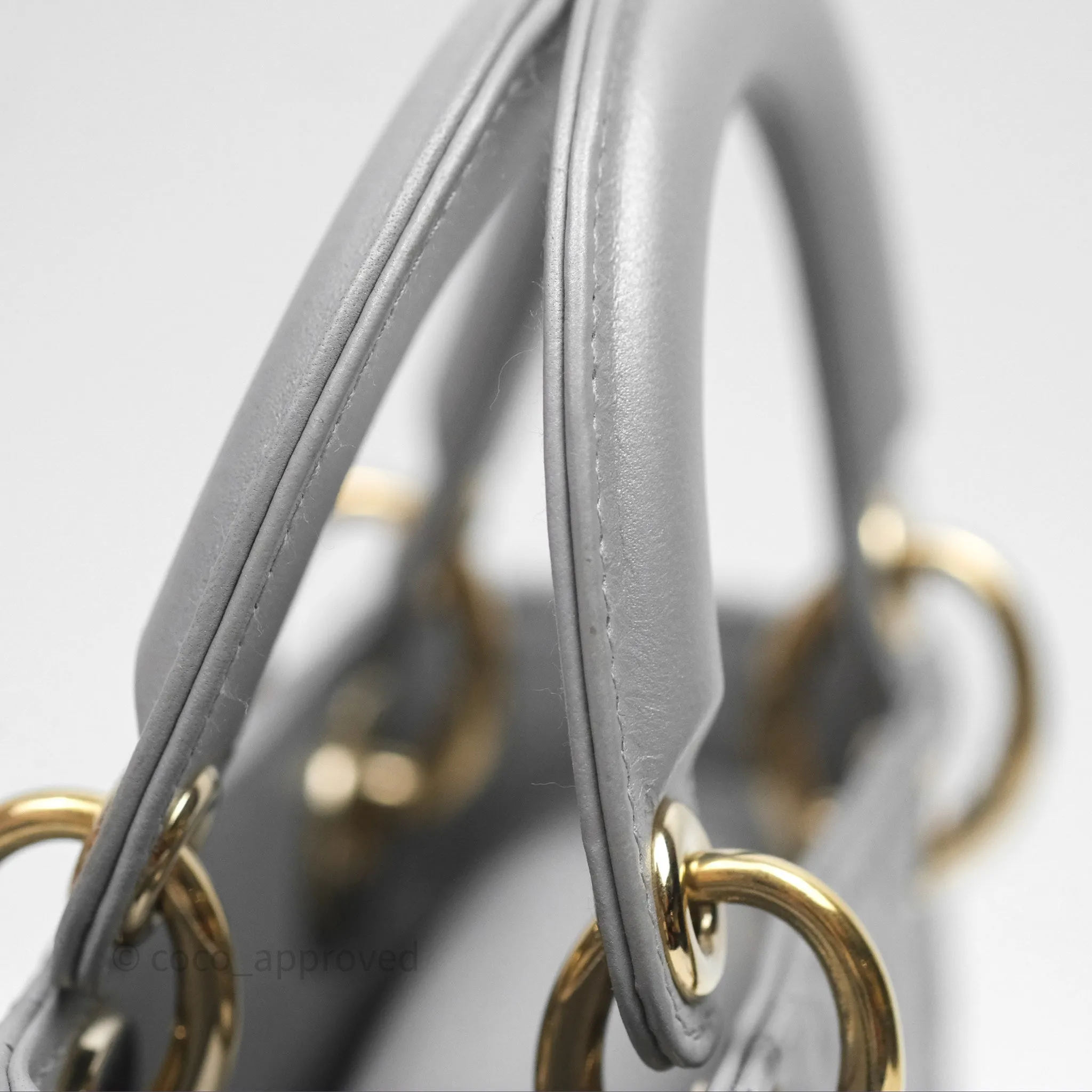 Christian Dior Mini Lady Dior Iridescent Grey Lambskin Cannage Gold Hardware