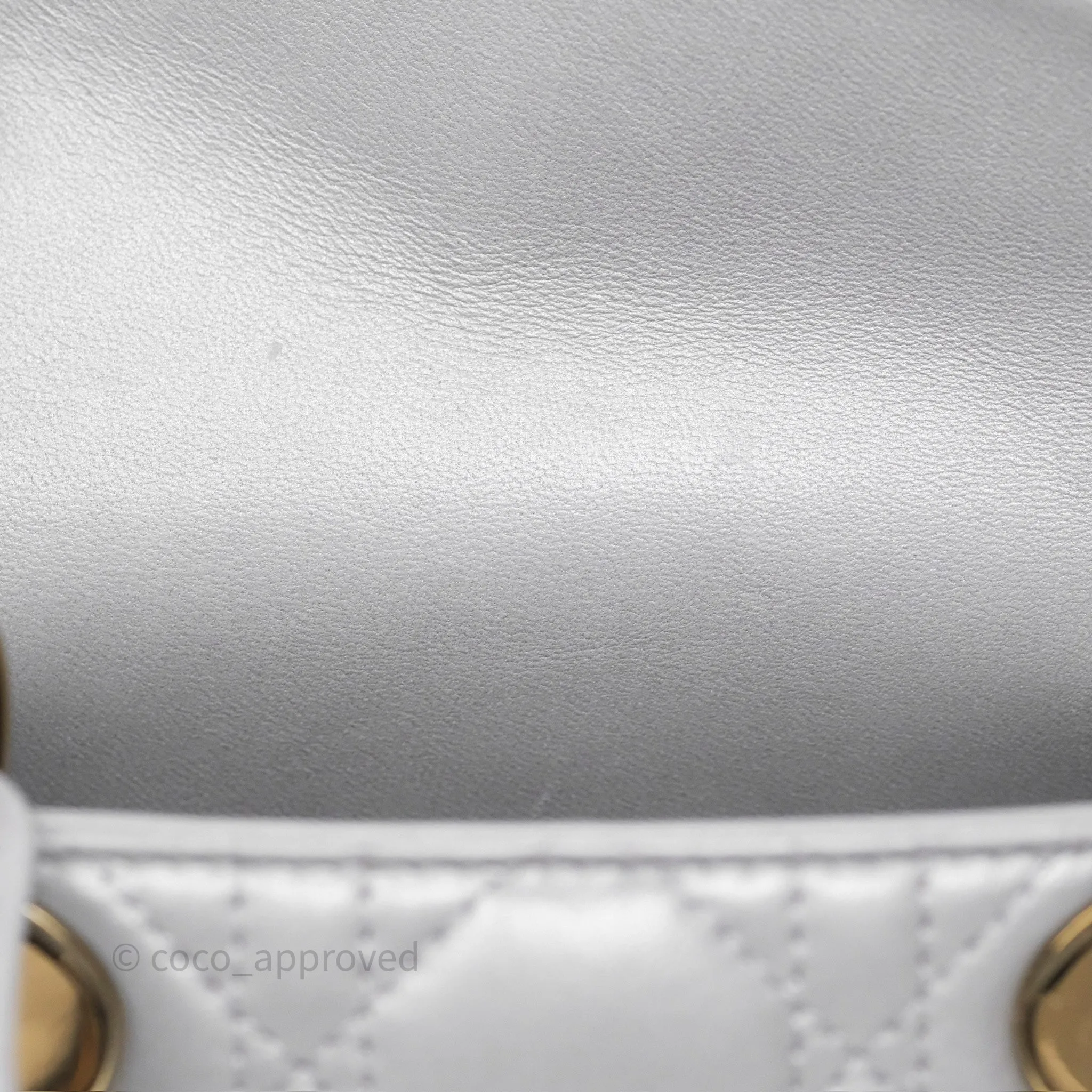 Christian Dior Mini Lady Dior Iridescent Grey Lambskin Cannage Gold Hardware