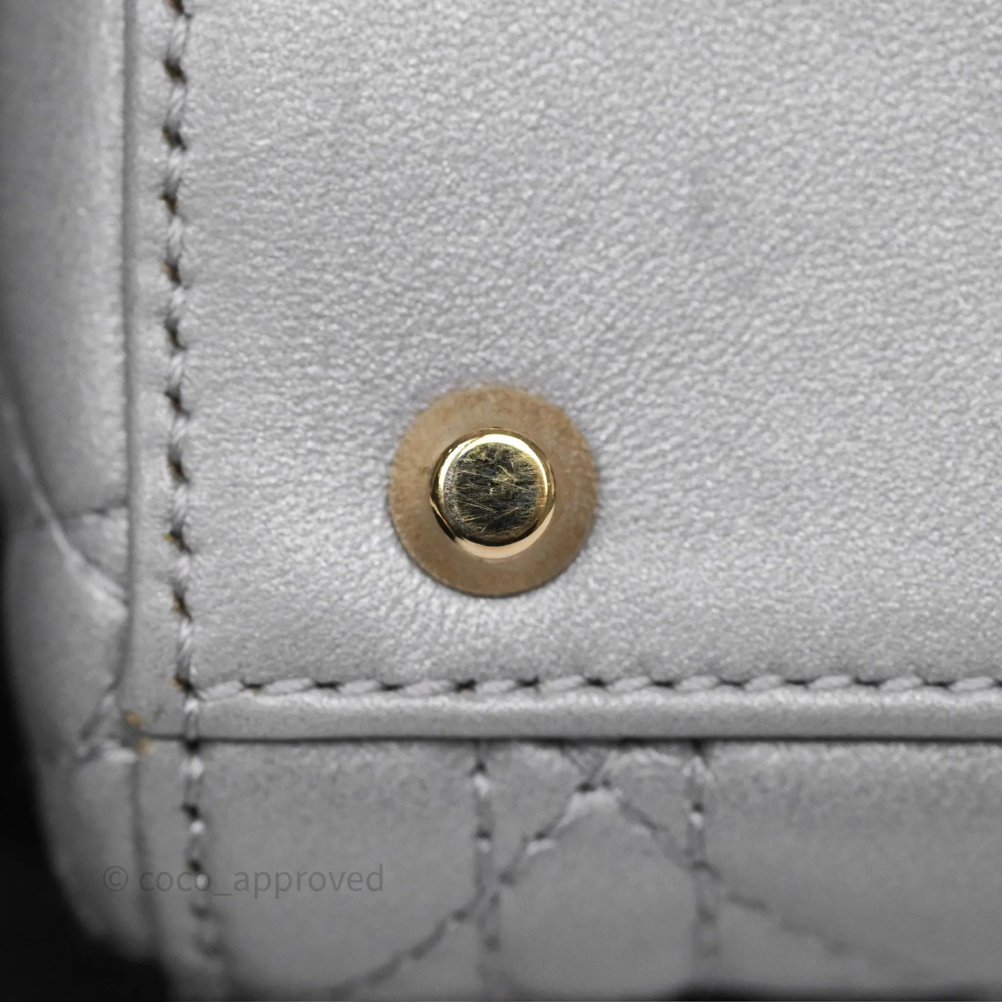 Christian Dior Mini Lady Dior Iridescent Grey Lambskin Cannage Gold Hardware