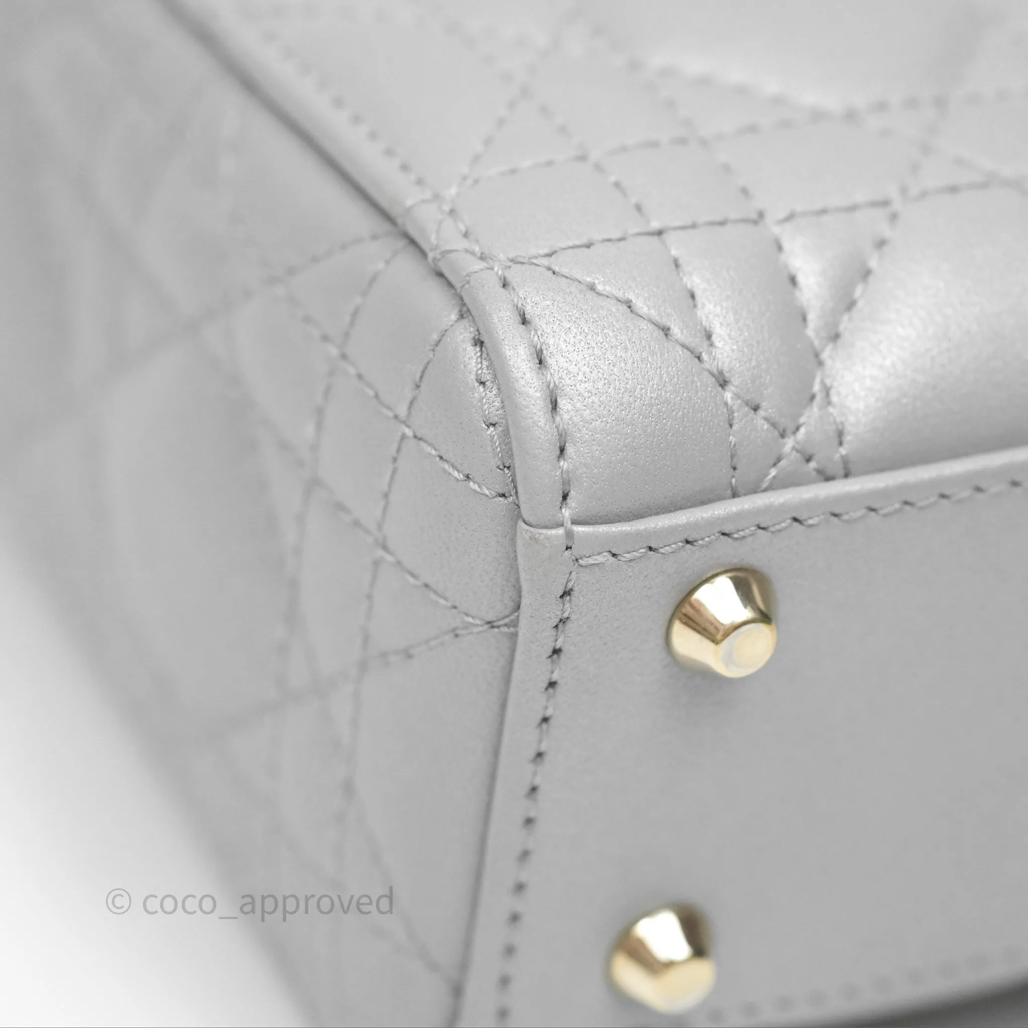 Christian Dior Mini Lady Dior Iridescent Grey Lambskin Cannage Gold Hardware