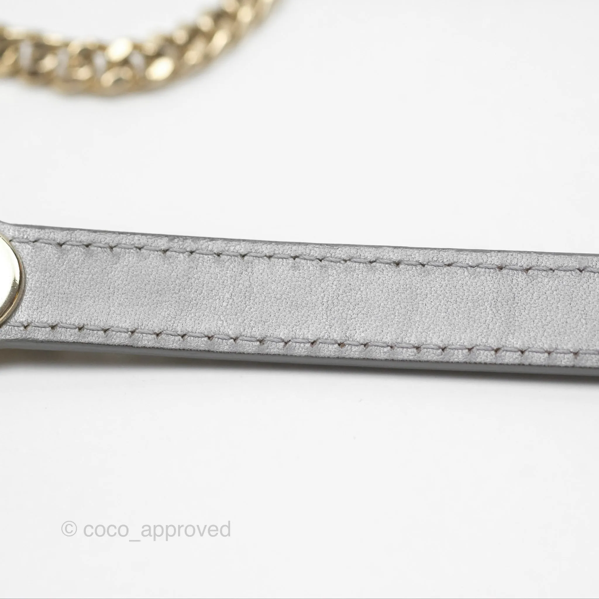 Christian Dior Mini Lady Dior Iridescent Grey Lambskin Cannage Gold Hardware