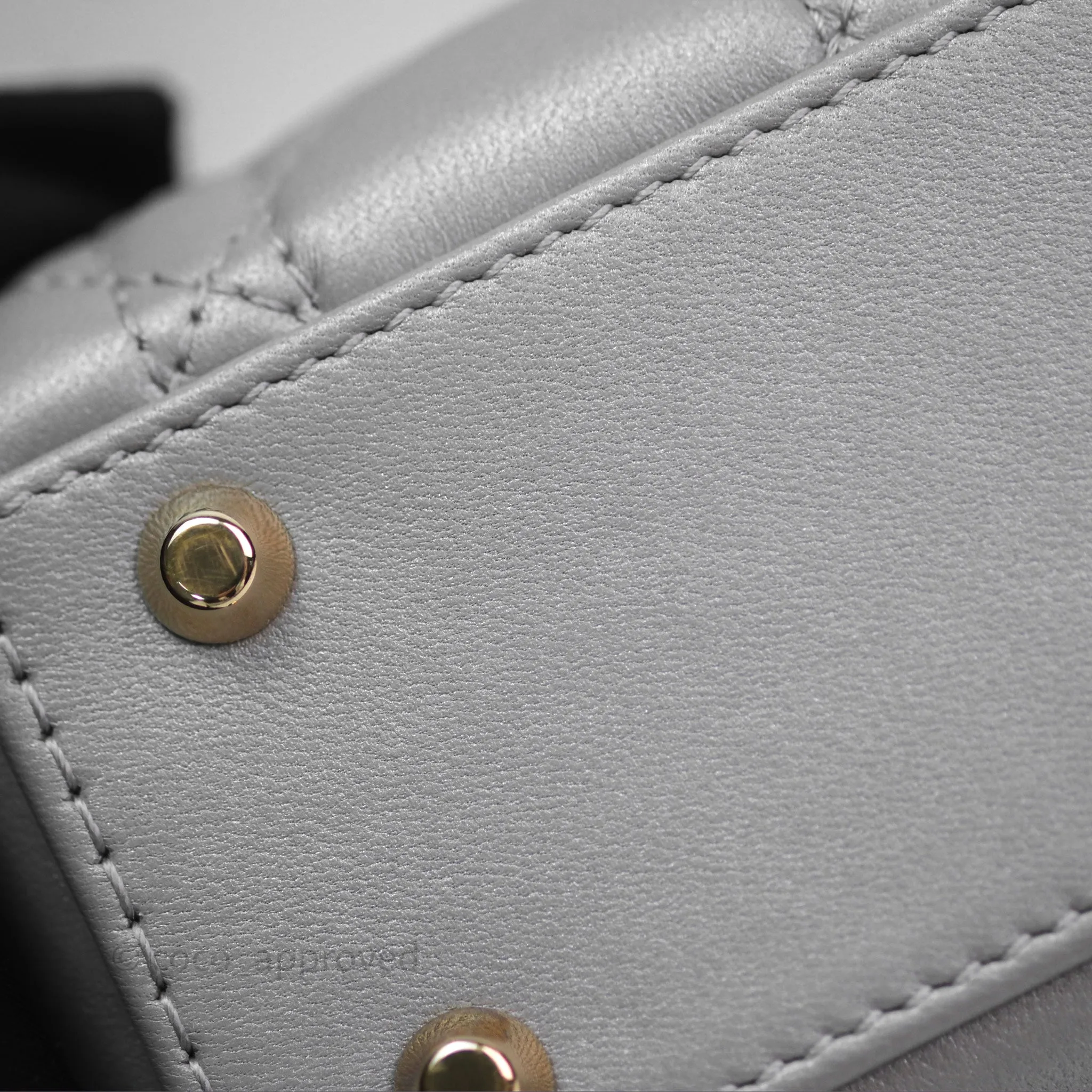 Christian Dior Mini Lady Dior Iridescent Grey Lambskin Cannage Gold Hardware