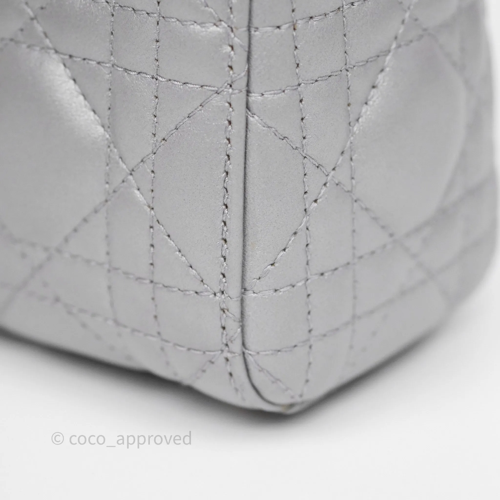 Christian Dior Mini Lady Dior Iridescent Grey Lambskin Cannage Gold Hardware
