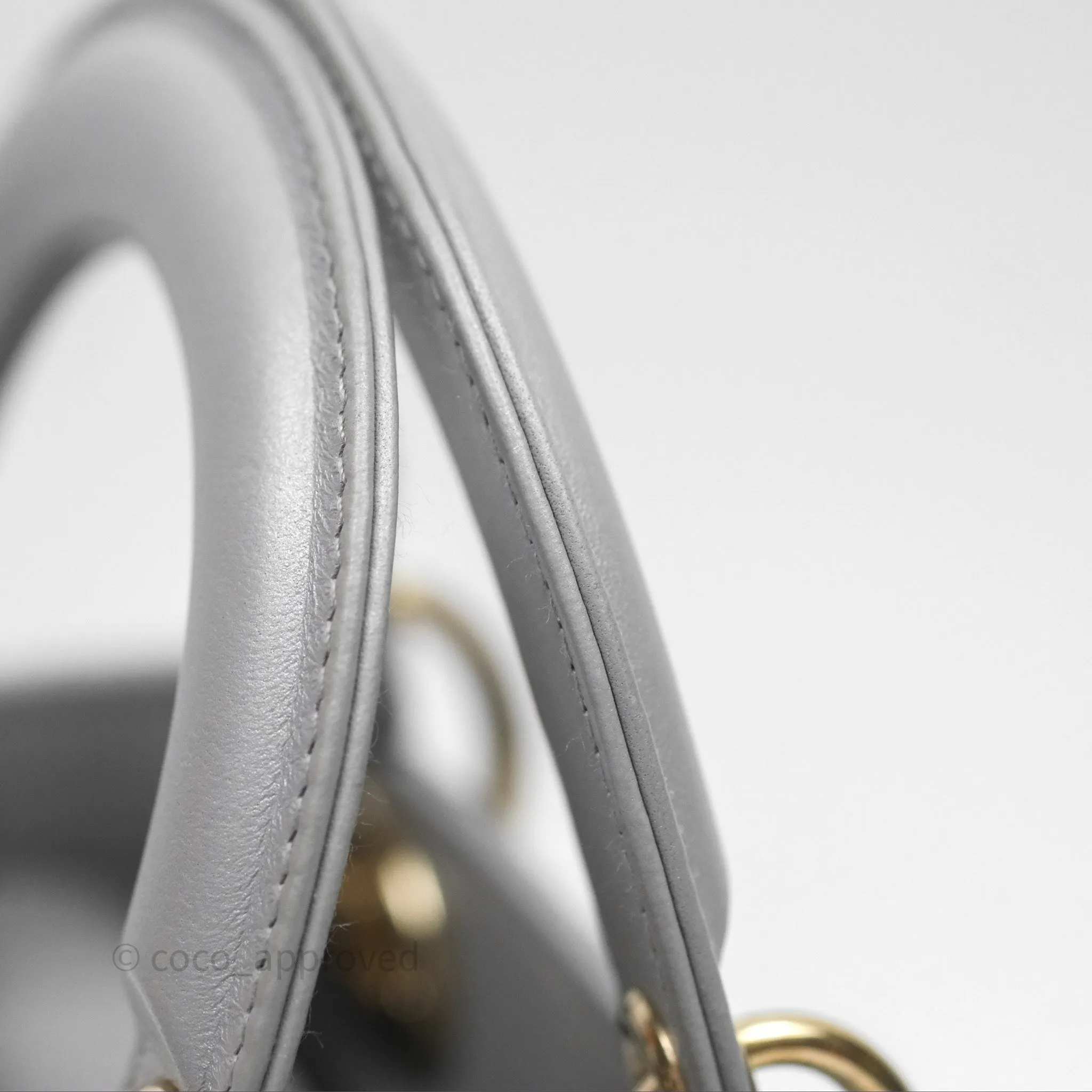 Christian Dior Mini Lady Dior Iridescent Grey Lambskin Cannage Gold Hardware