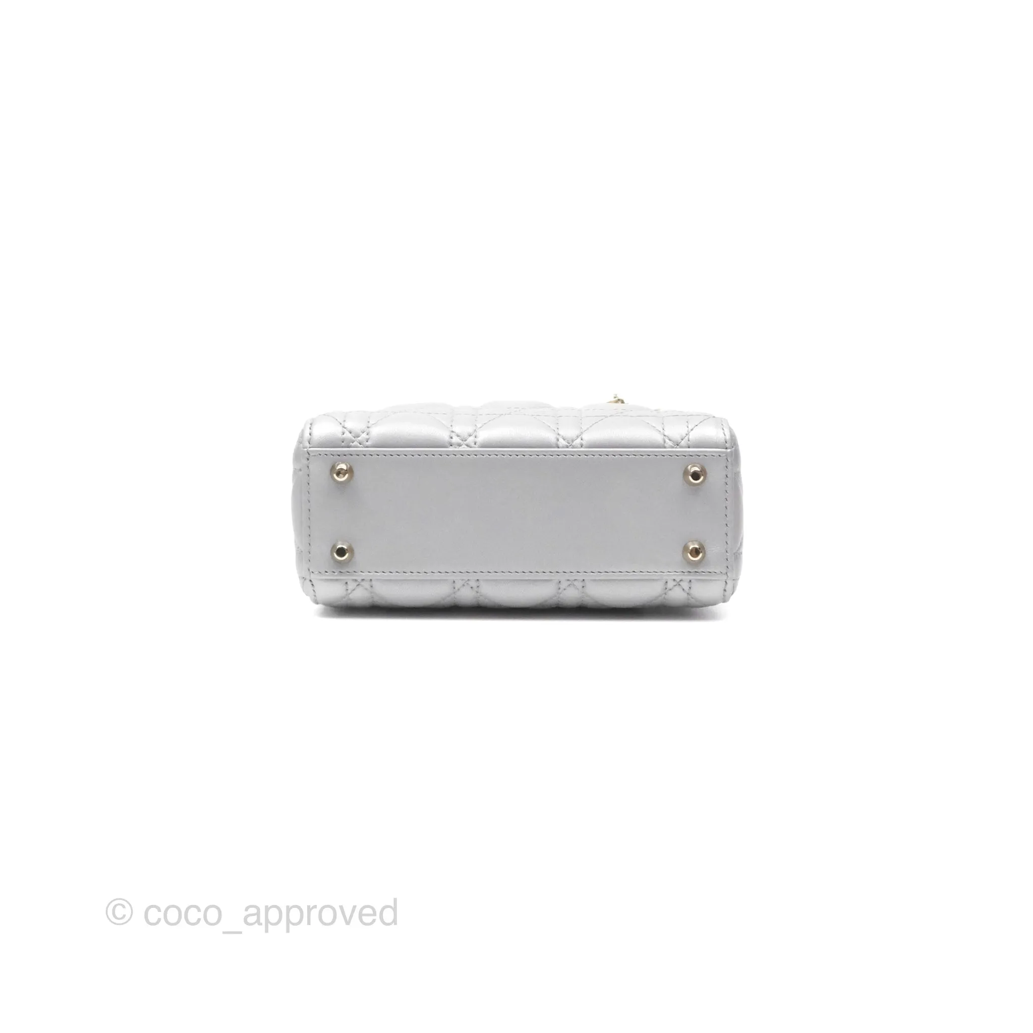 Christian Dior Mini Lady Dior Iridescent Grey Lambskin Cannage Gold Hardware