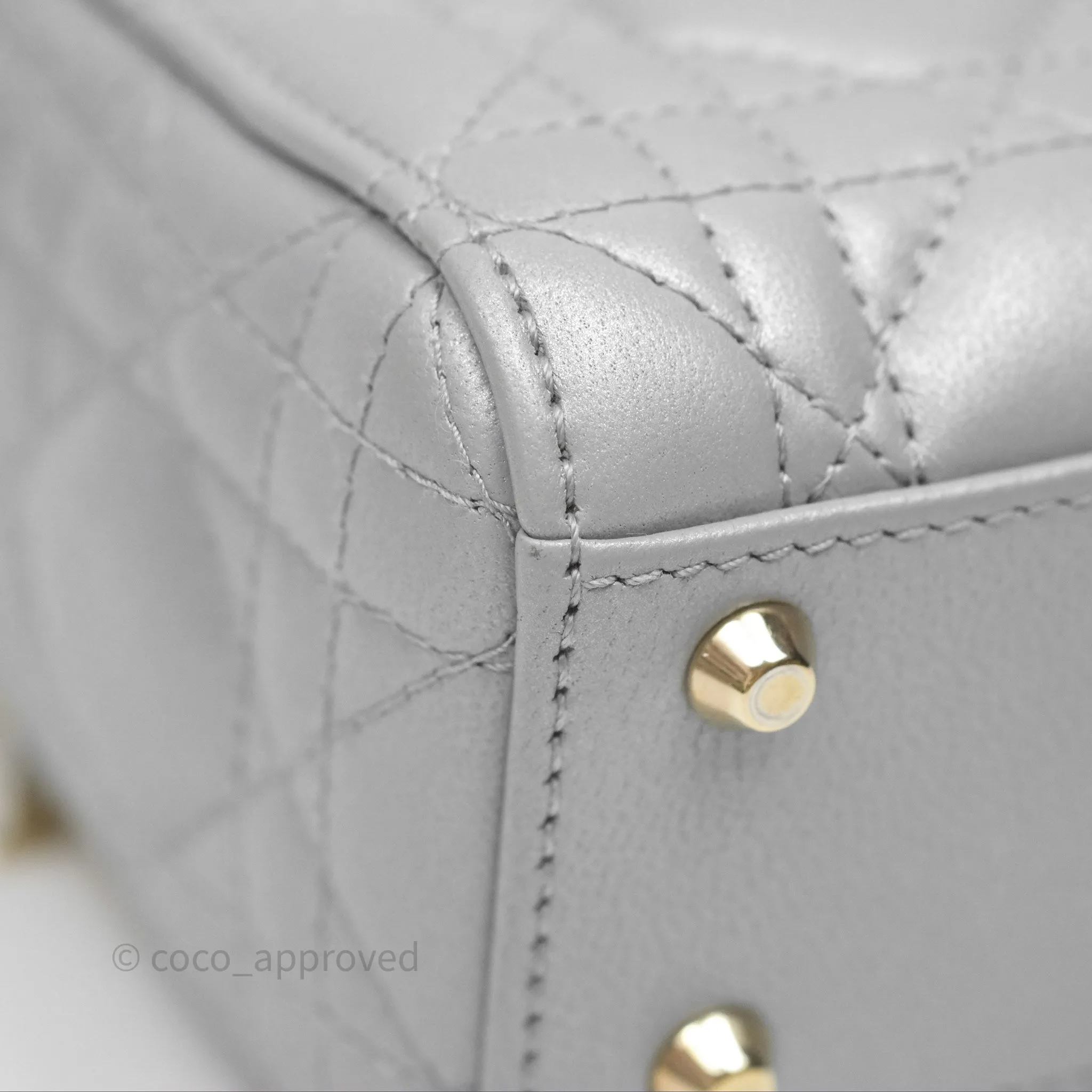 Christian Dior Mini Lady Dior Iridescent Grey Lambskin Cannage Gold Hardware
