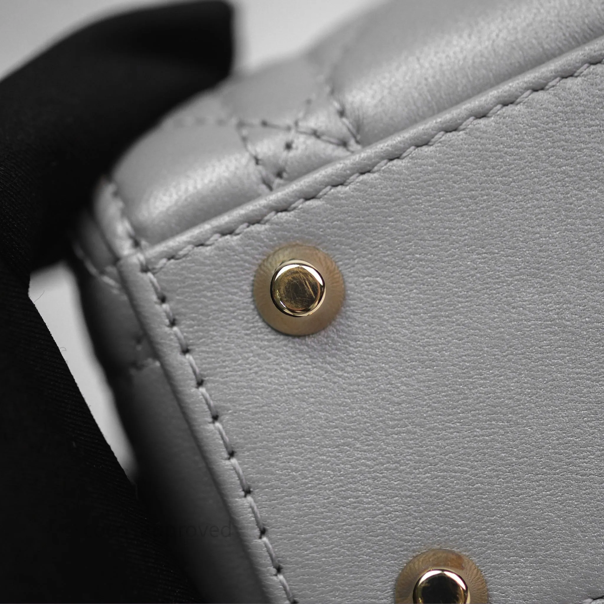 Christian Dior Mini Lady Dior Iridescent Grey Lambskin Cannage Gold Hardware
