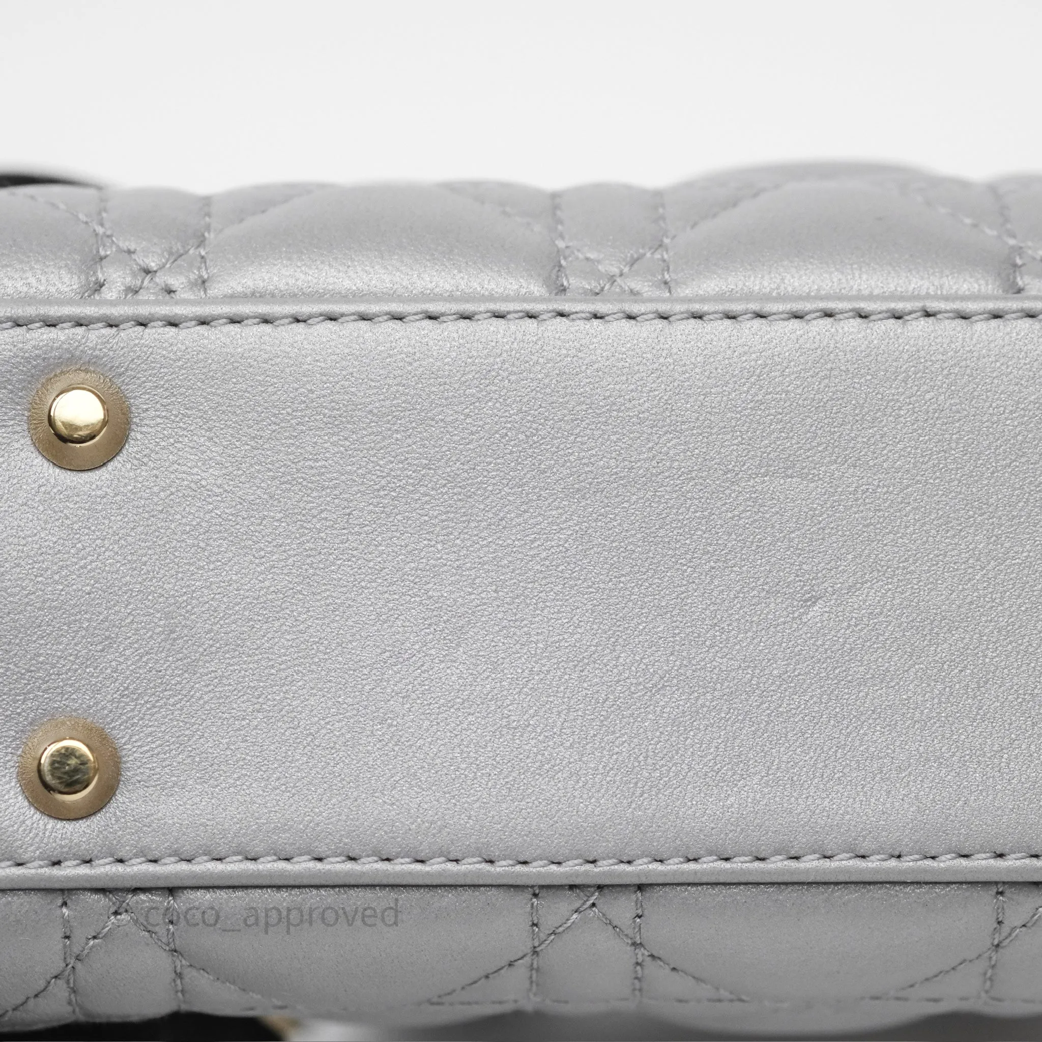 Christian Dior Mini Lady Dior Iridescent Grey Lambskin Cannage Gold Hardware