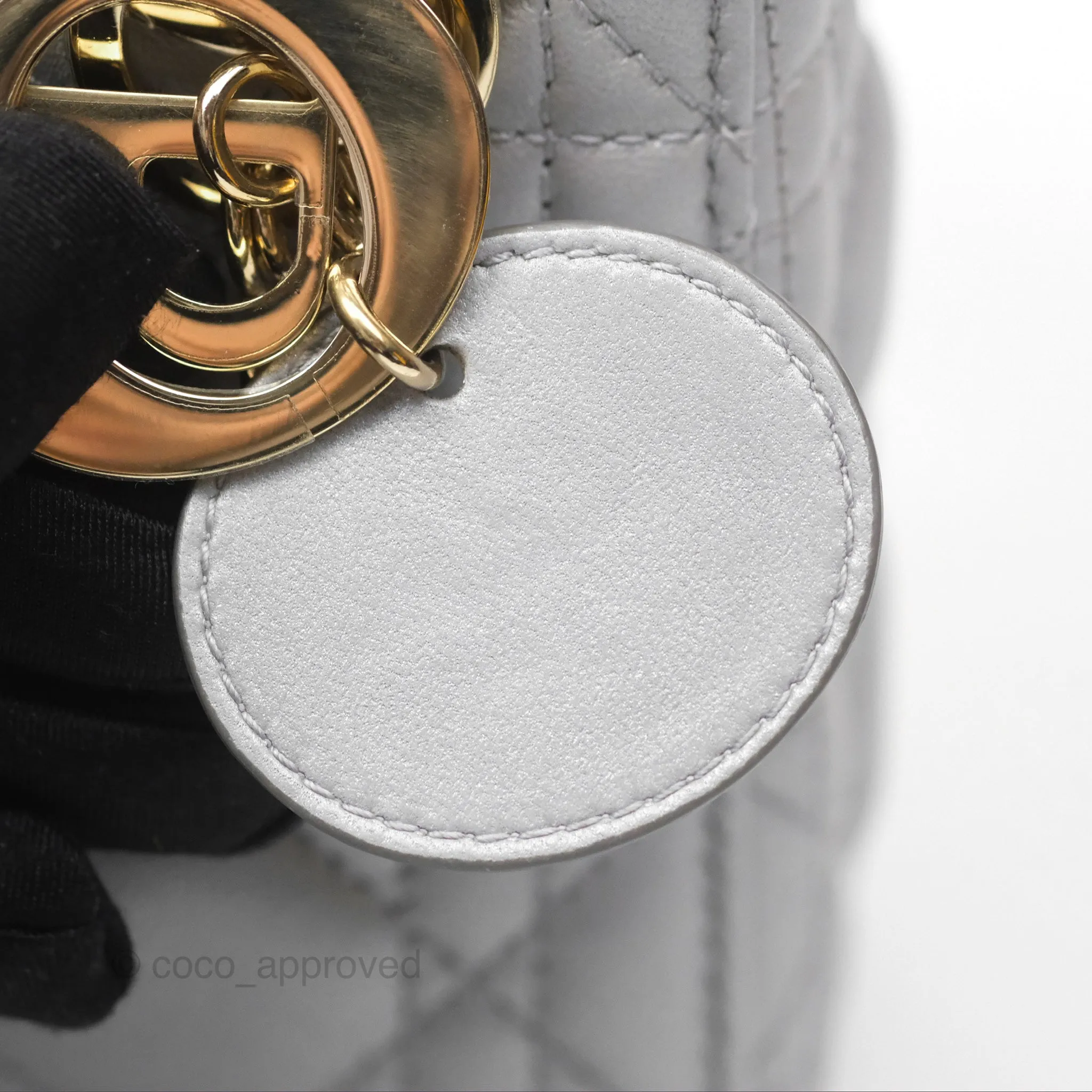 Christian Dior Mini Lady Dior Iridescent Grey Lambskin Cannage Gold Hardware