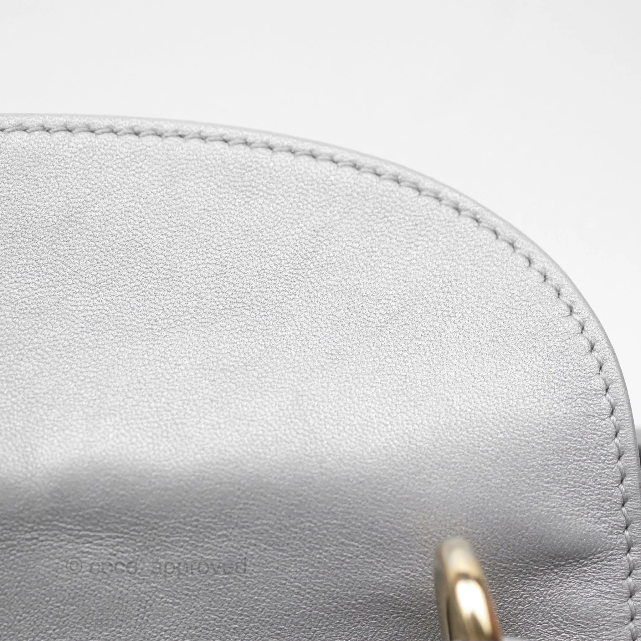 Christian Dior Mini Lady Dior Iridescent Grey Lambskin Cannage Gold Hardware