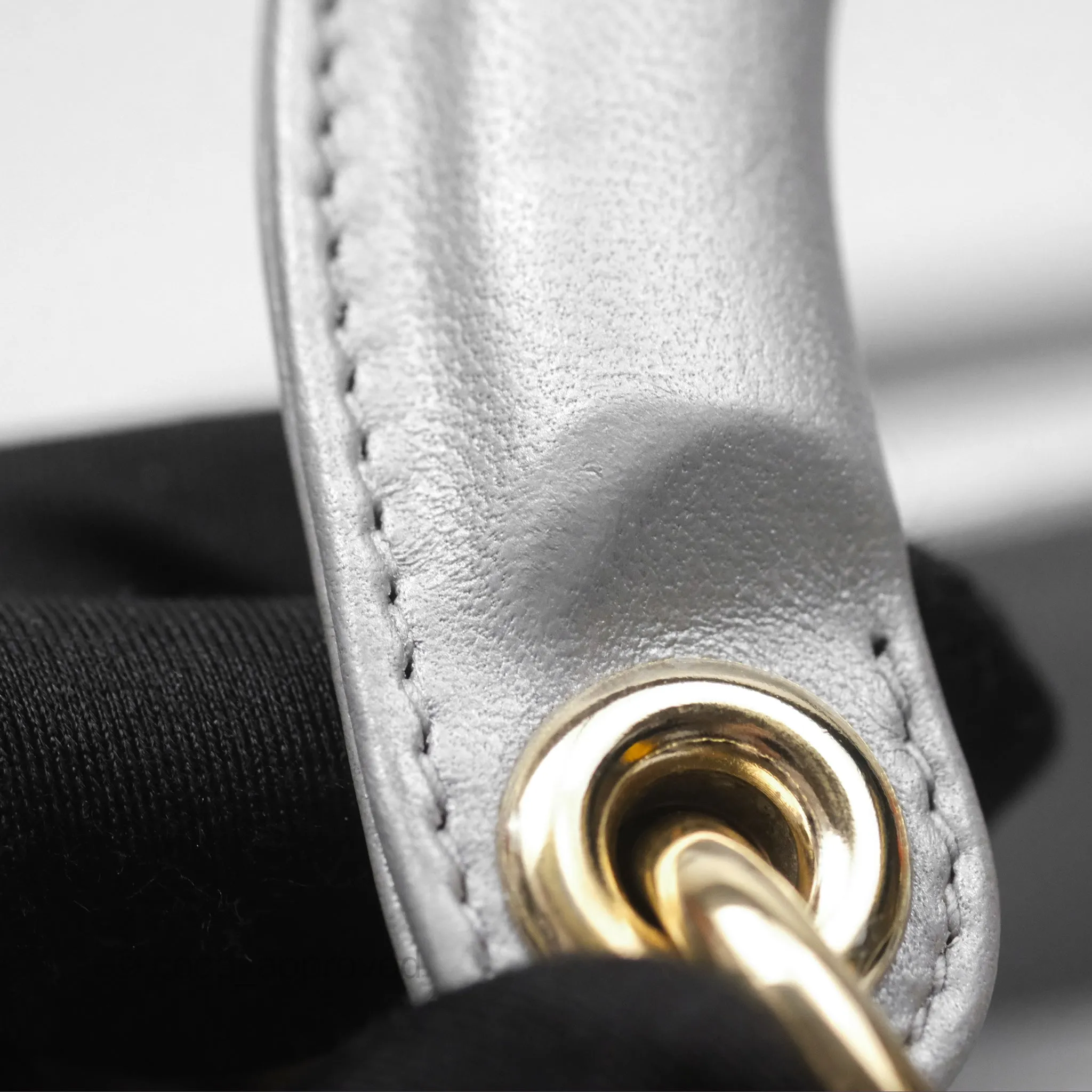 Christian Dior Mini Lady Dior Iridescent Grey Lambskin Cannage Gold Hardware