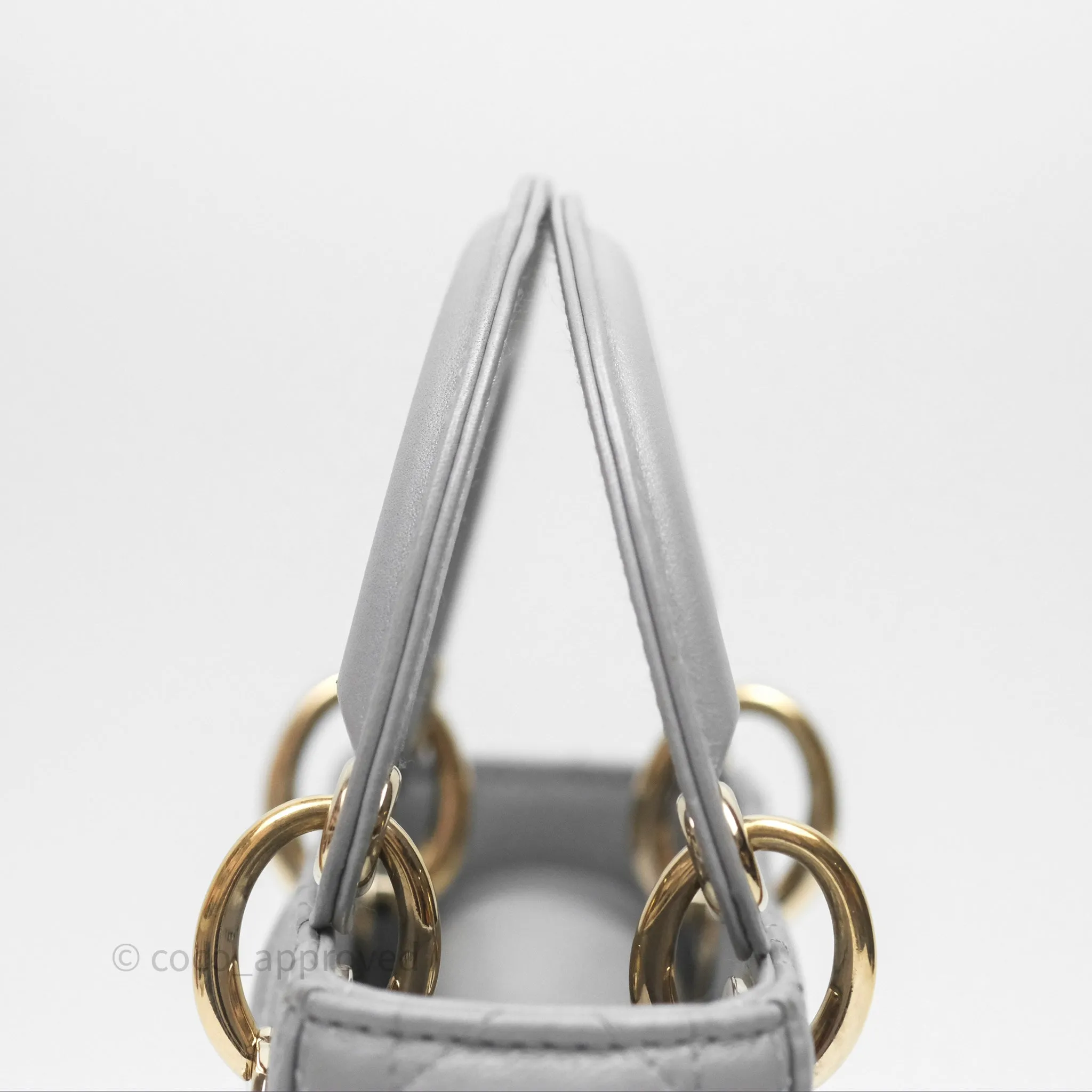 Christian Dior Mini Lady Dior Iridescent Grey Lambskin Cannage Gold Hardware