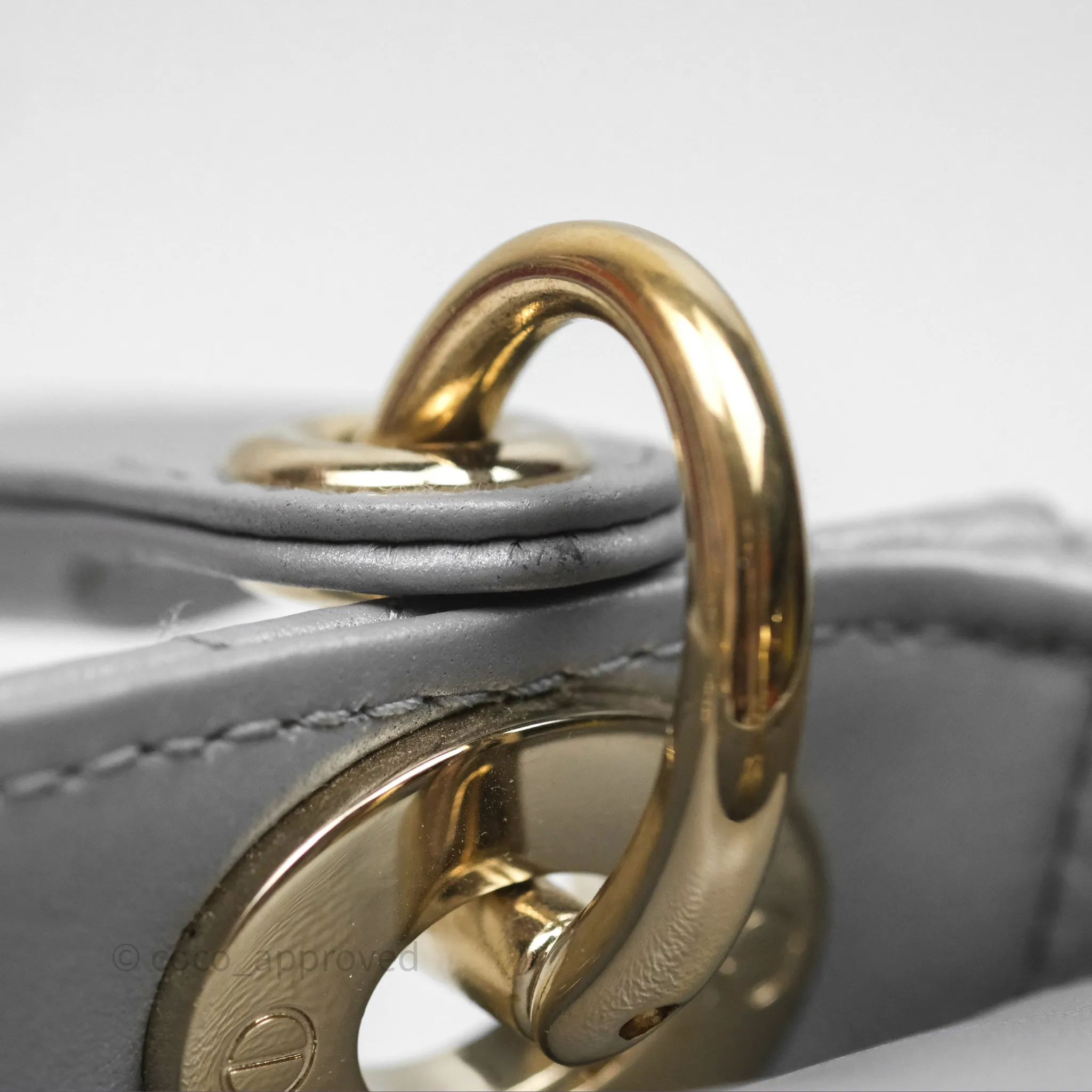 Christian Dior Mini Lady Dior Iridescent Grey Lambskin Cannage Gold Hardware