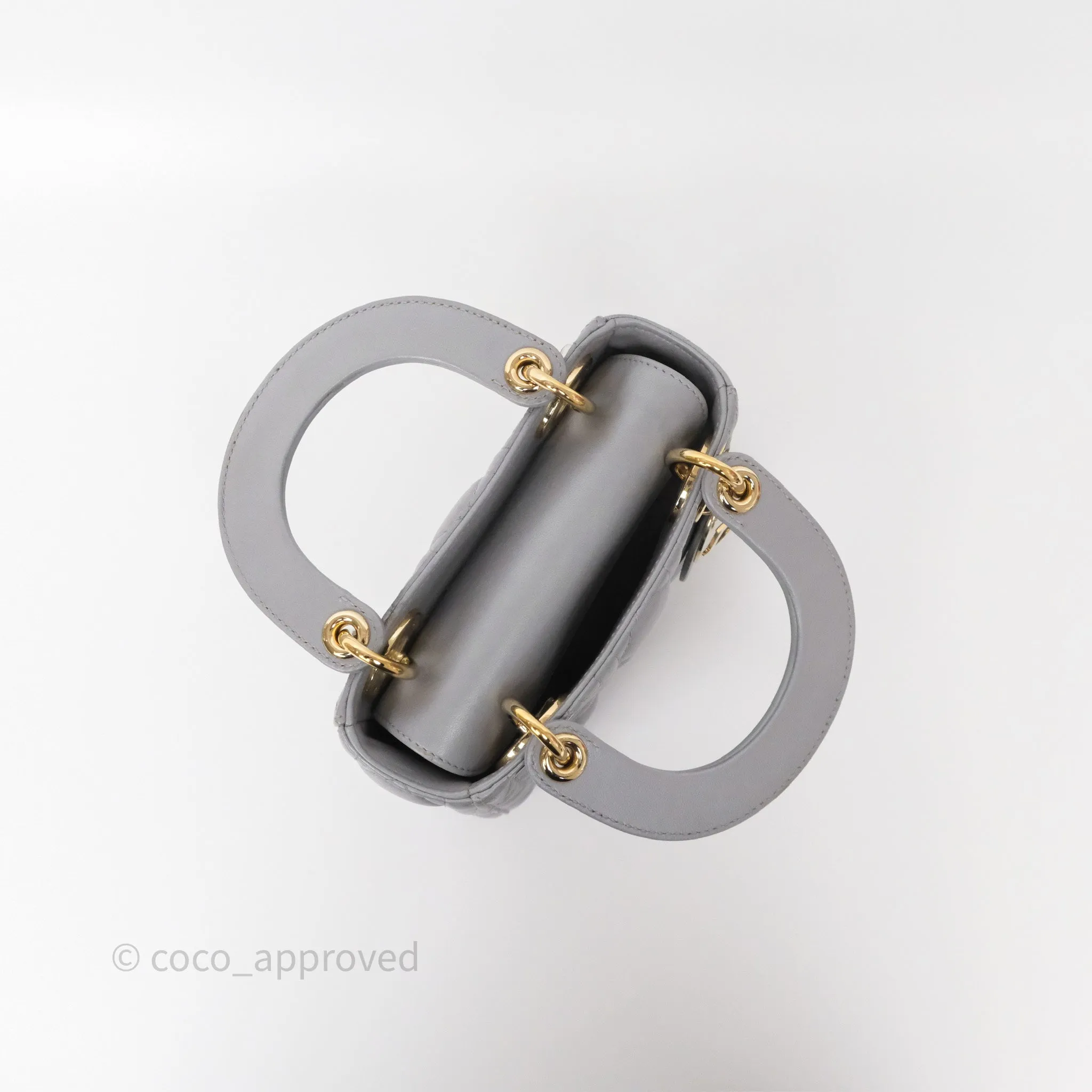 Christian Dior Mini Lady Dior Iridescent Grey Lambskin Cannage Gold Hardware