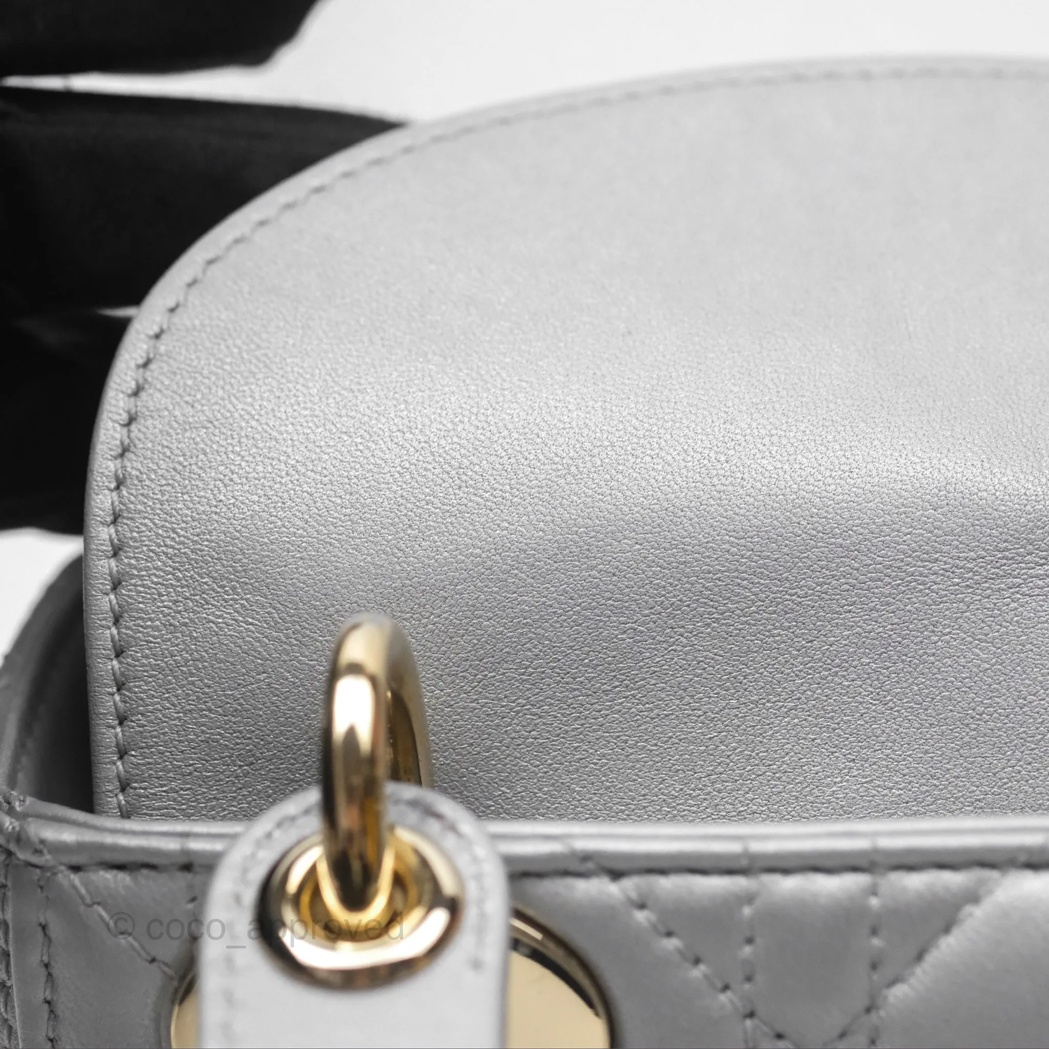 Christian Dior Mini Lady Dior Iridescent Grey Lambskin Cannage Gold Hardware