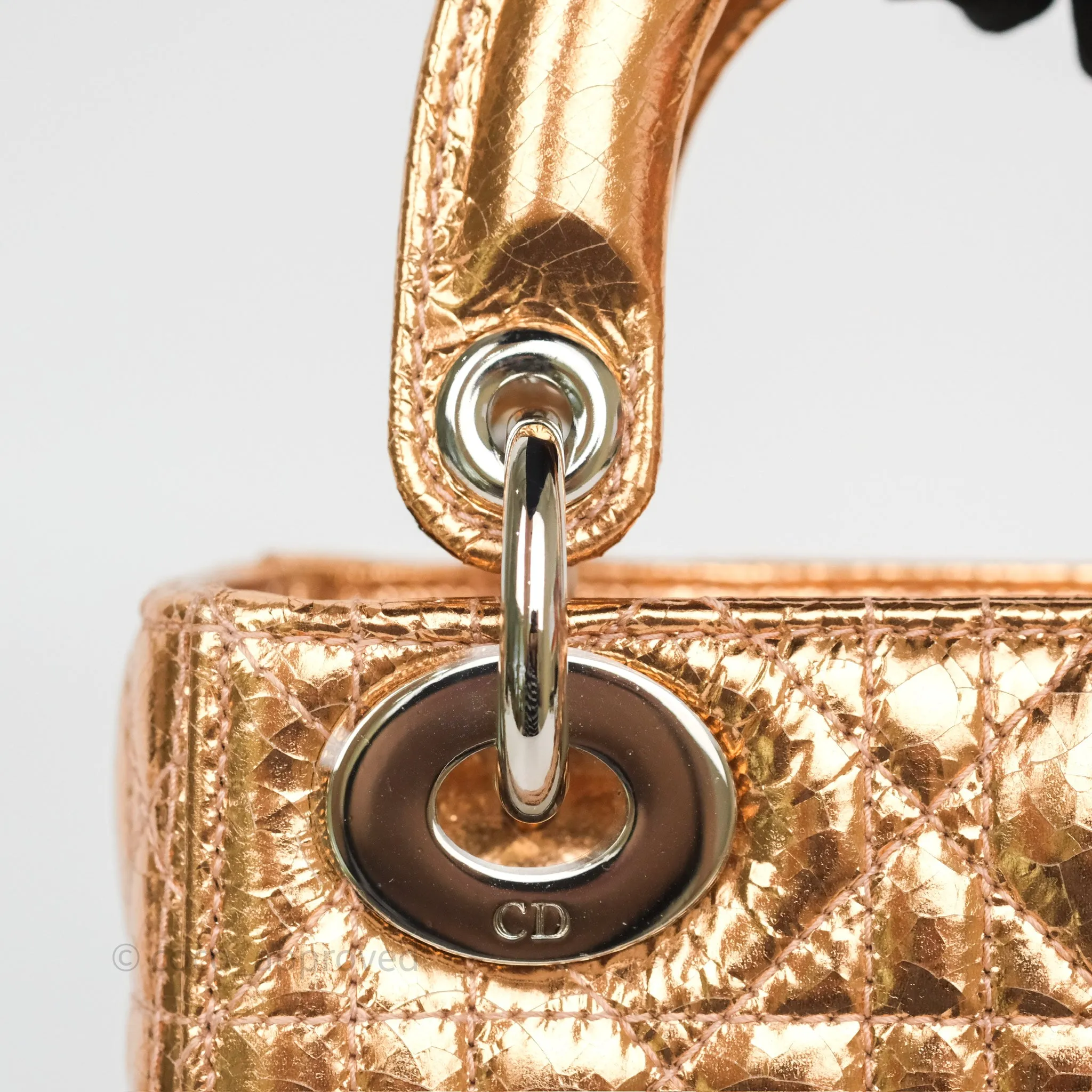 Christian Dior Mini Lady Dior Metallic Copper Cannage Silver Hardware