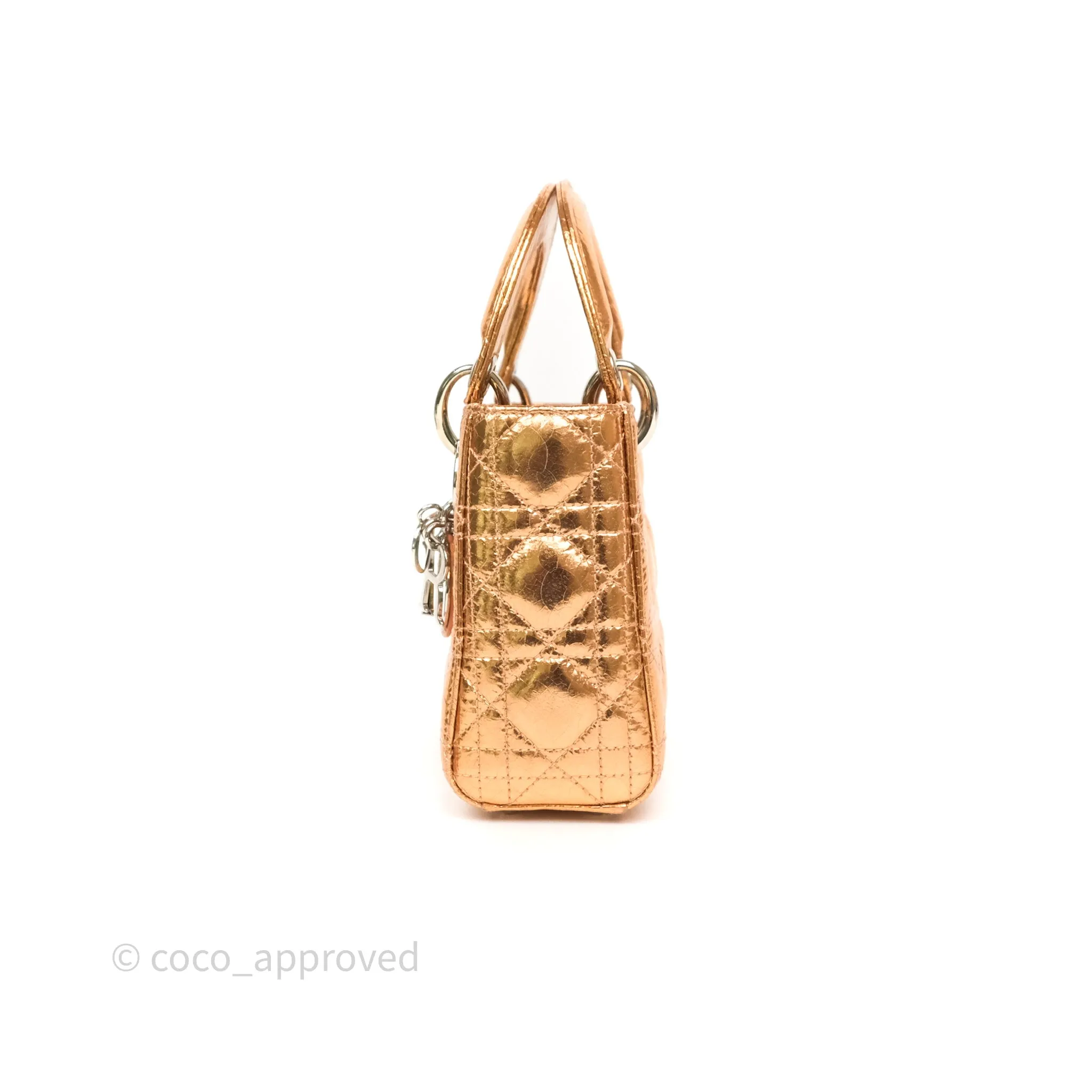 Christian Dior Mini Lady Dior Metallic Copper Cannage Silver Hardware