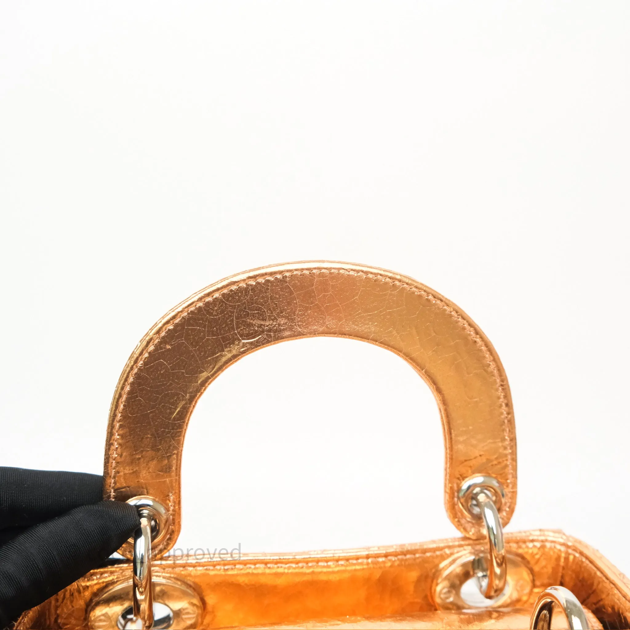 Christian Dior Mini Lady Dior Metallic Copper Cannage Silver Hardware
