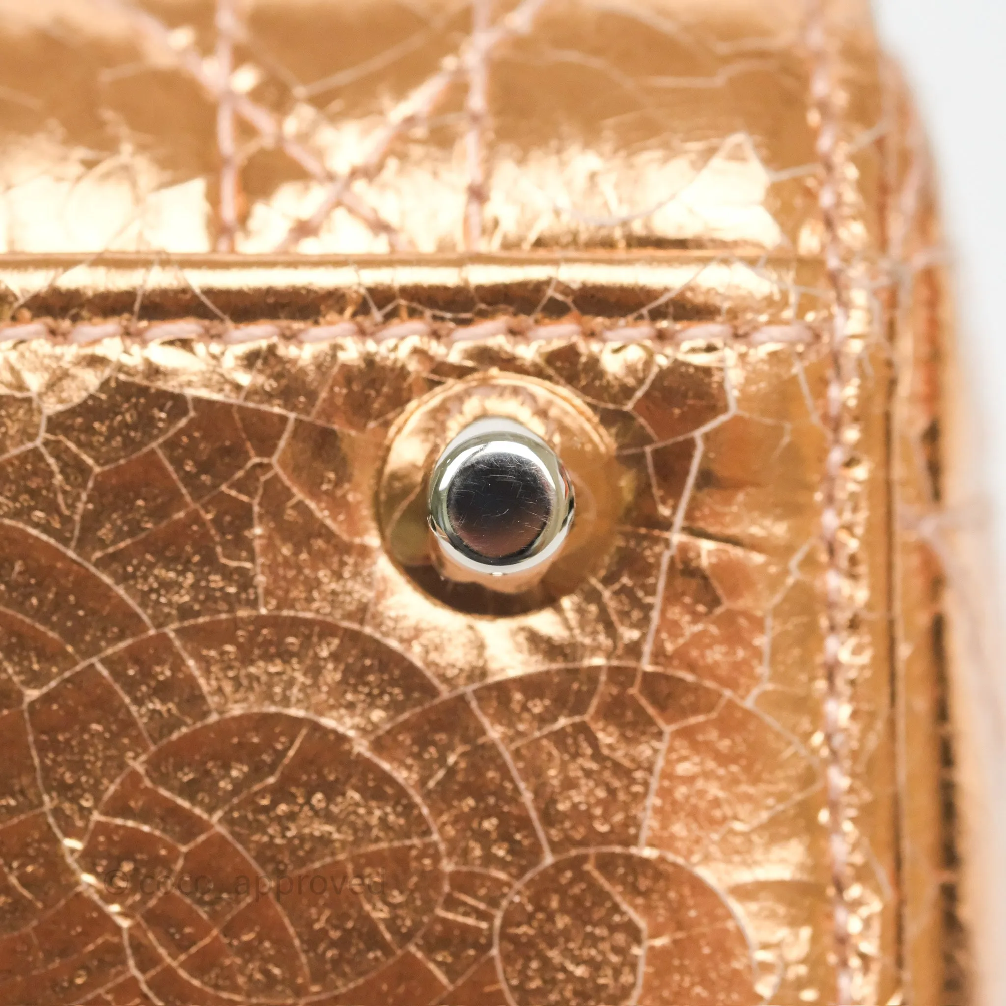 Christian Dior Mini Lady Dior Metallic Copper Cannage Silver Hardware
