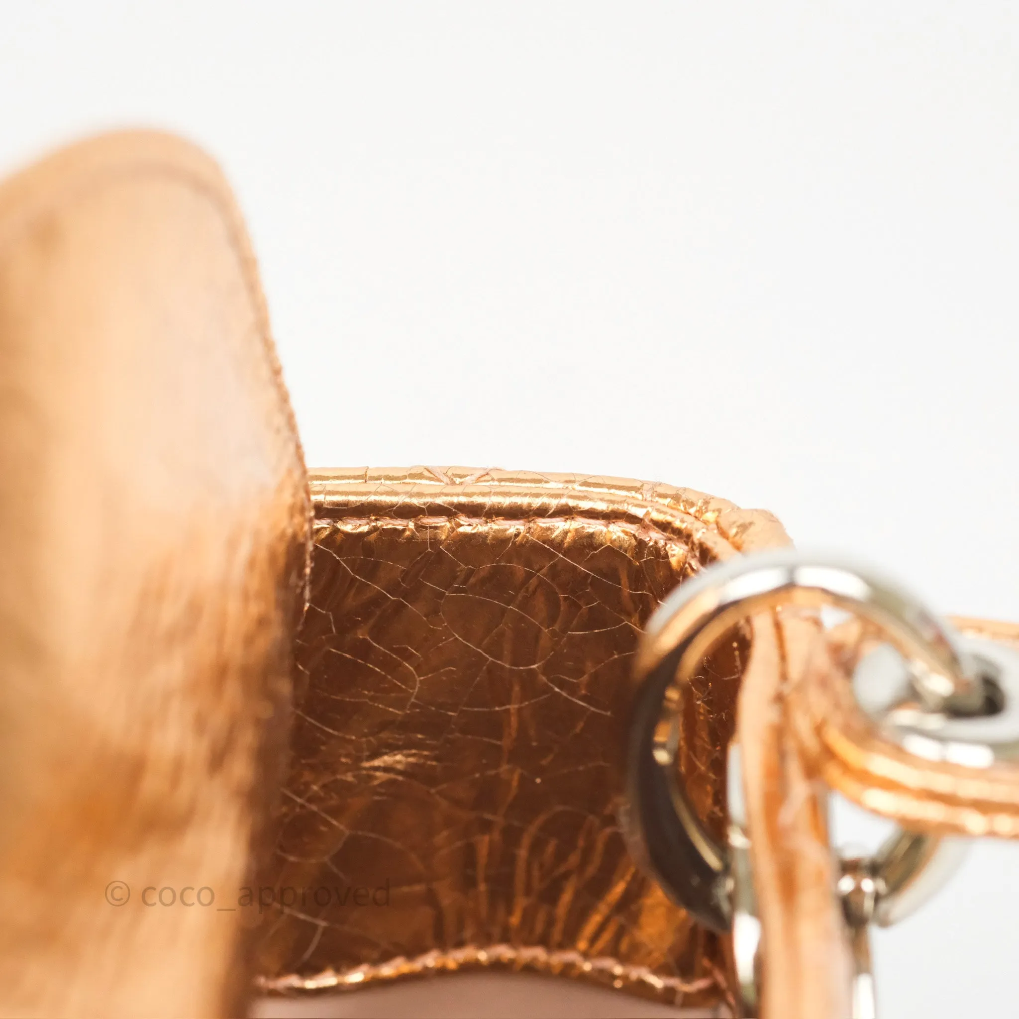 Christian Dior Mini Lady Dior Metallic Copper Cannage Silver Hardware