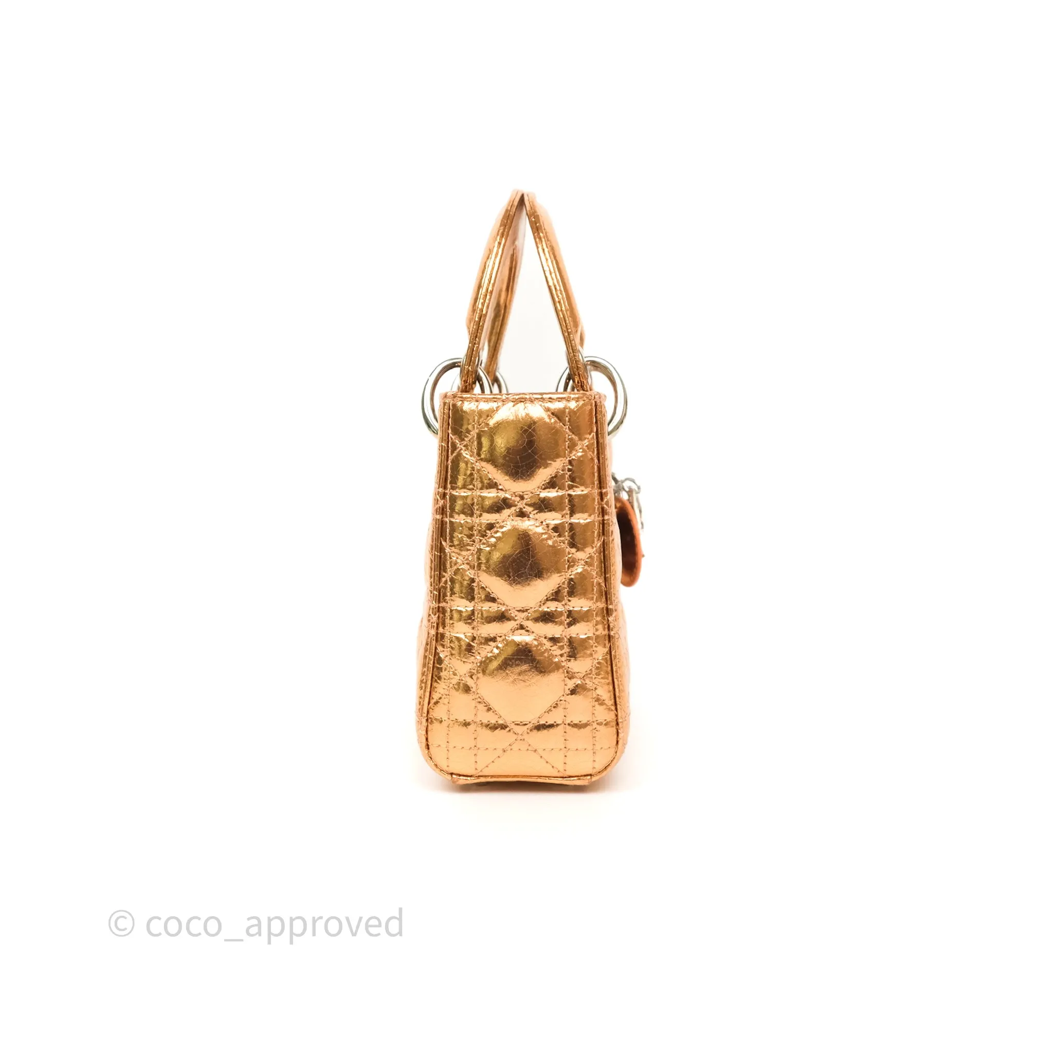Christian Dior Mini Lady Dior Metallic Copper Cannage Silver Hardware