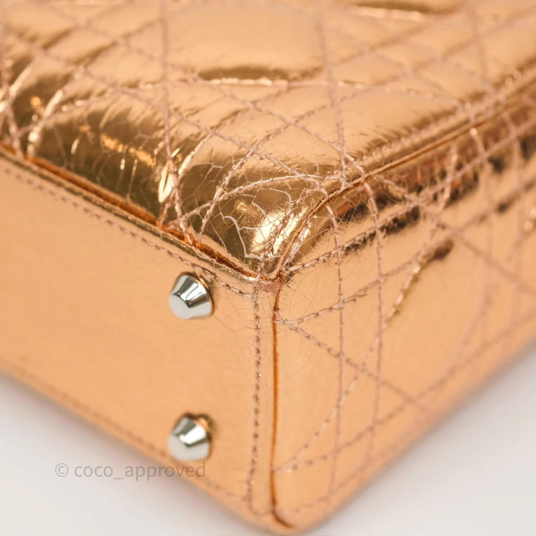 Christian Dior Mini Lady Dior Metallic Copper Cannage Silver Hardware