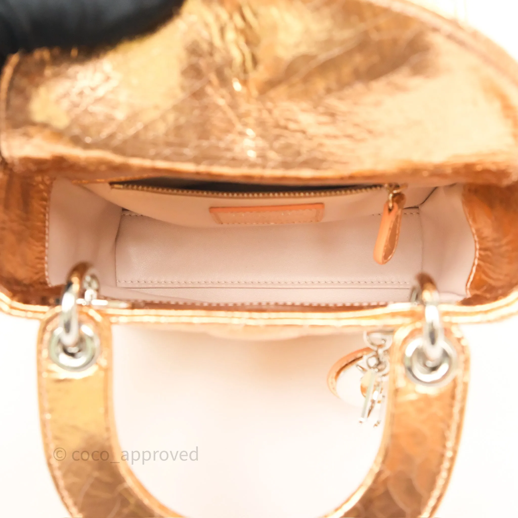 Christian Dior Mini Lady Dior Metallic Copper Cannage Silver Hardware