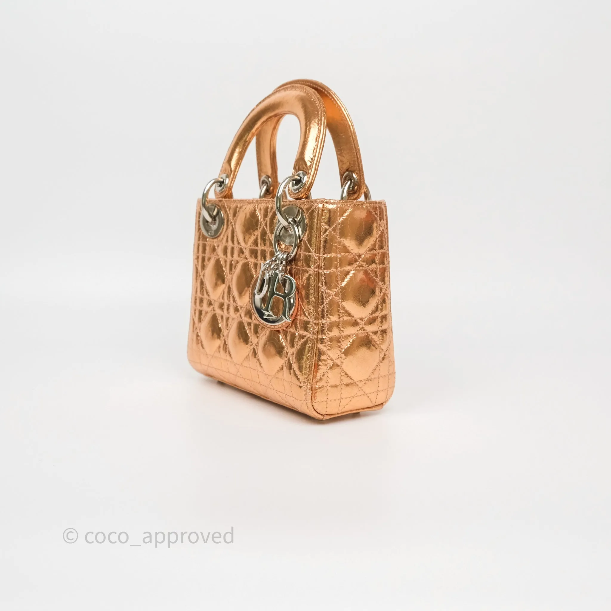 Christian Dior Mini Lady Dior Metallic Copper Cannage Silver Hardware