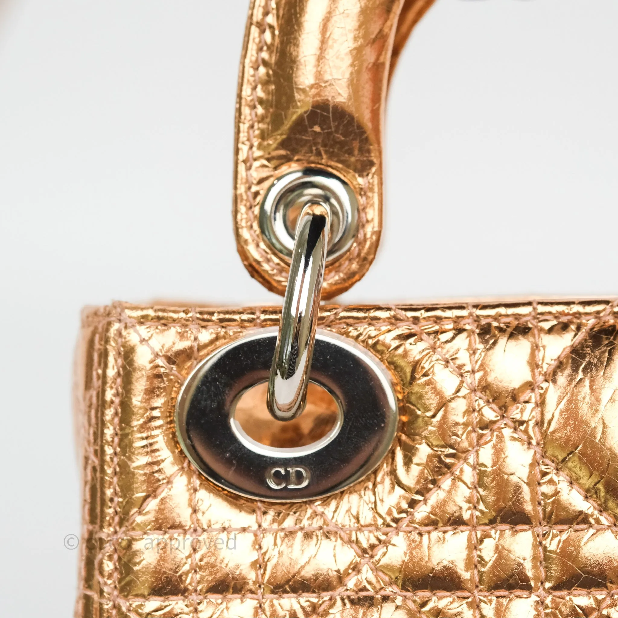 Christian Dior Mini Lady Dior Metallic Copper Cannage Silver Hardware