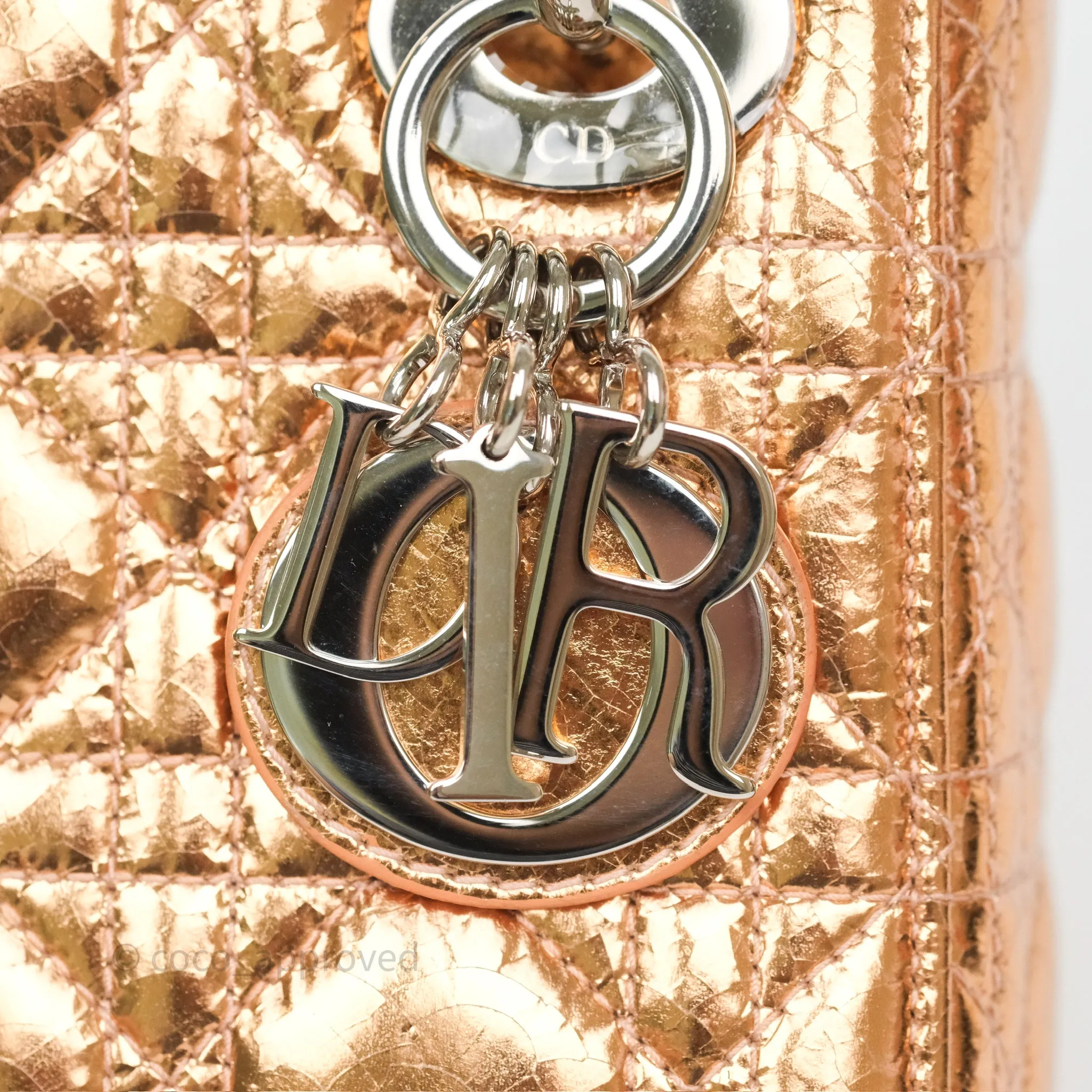 Christian Dior Mini Lady Dior Metallic Copper Cannage Silver Hardware