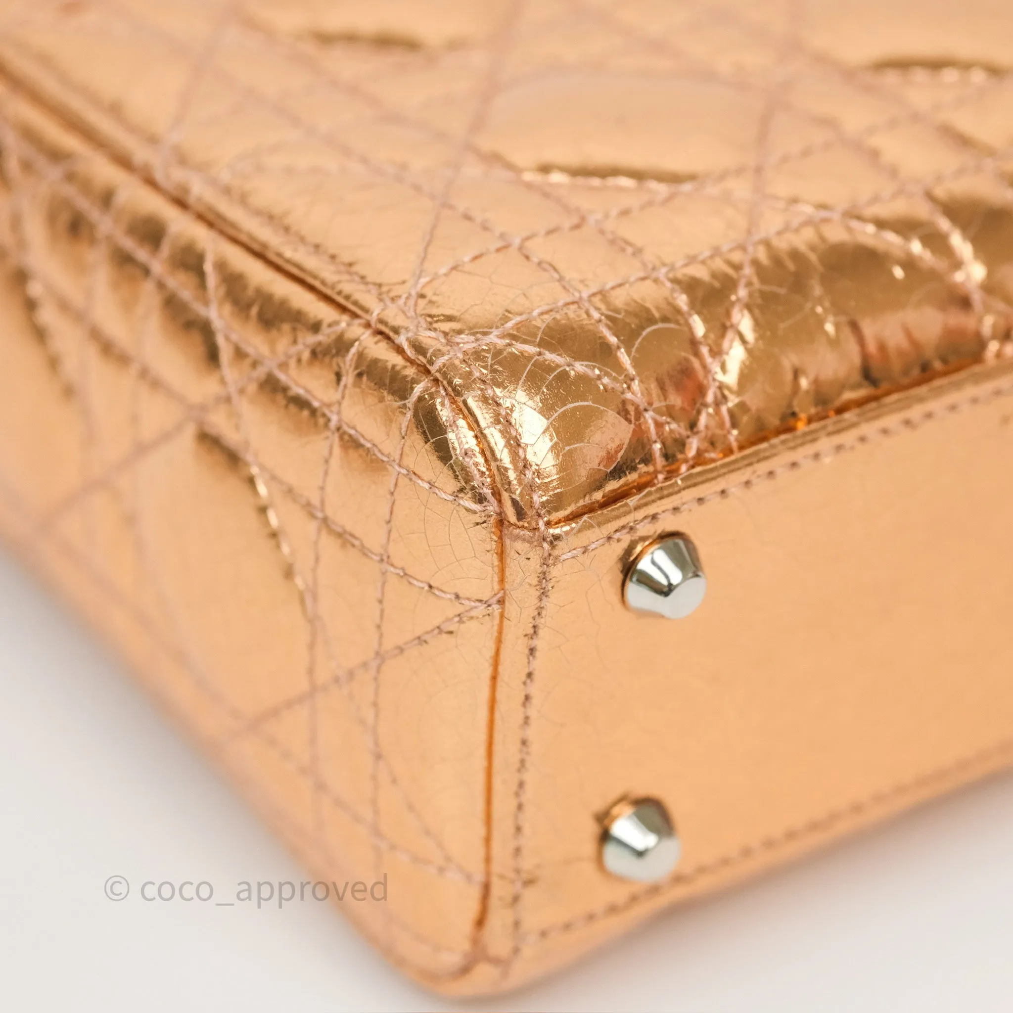Christian Dior Mini Lady Dior Metallic Copper Cannage Silver Hardware