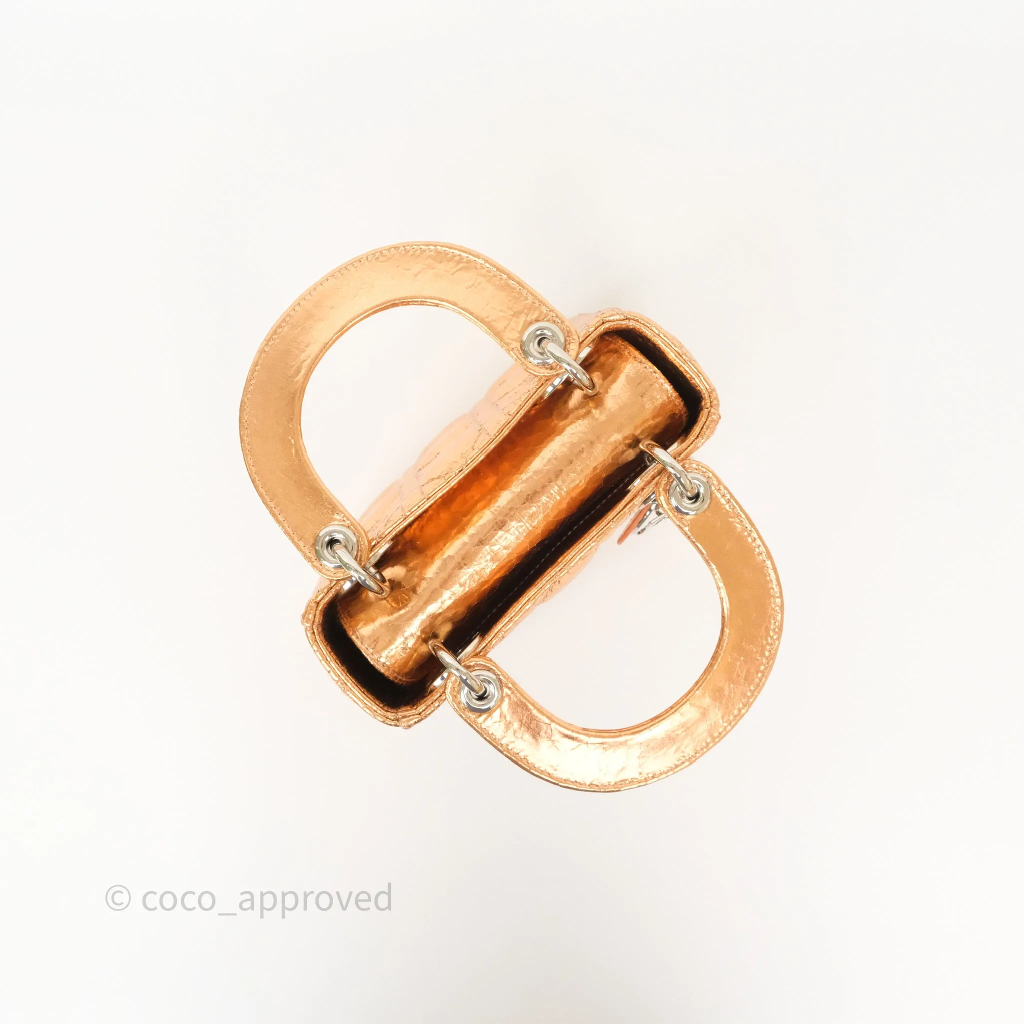 Christian Dior Mini Lady Dior Metallic Copper Cannage Silver Hardware