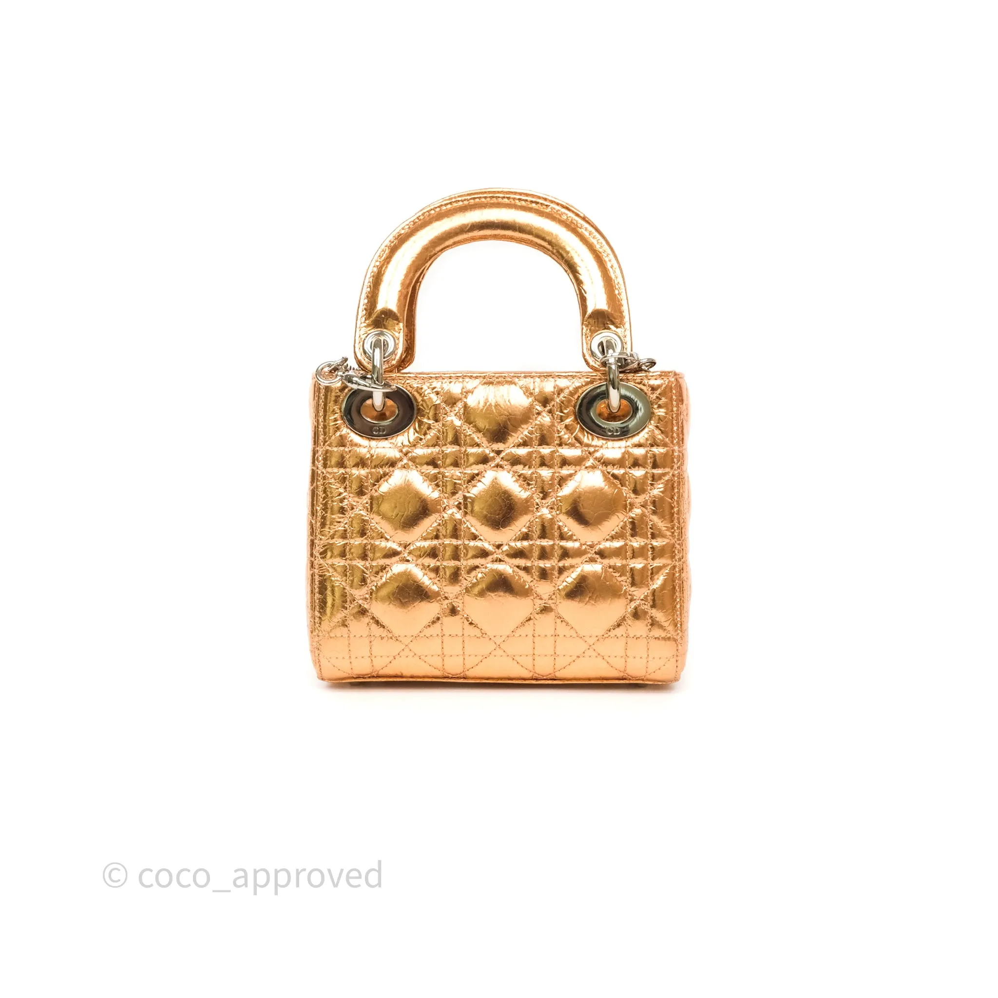 Christian Dior Mini Lady Dior Metallic Copper Cannage Silver Hardware