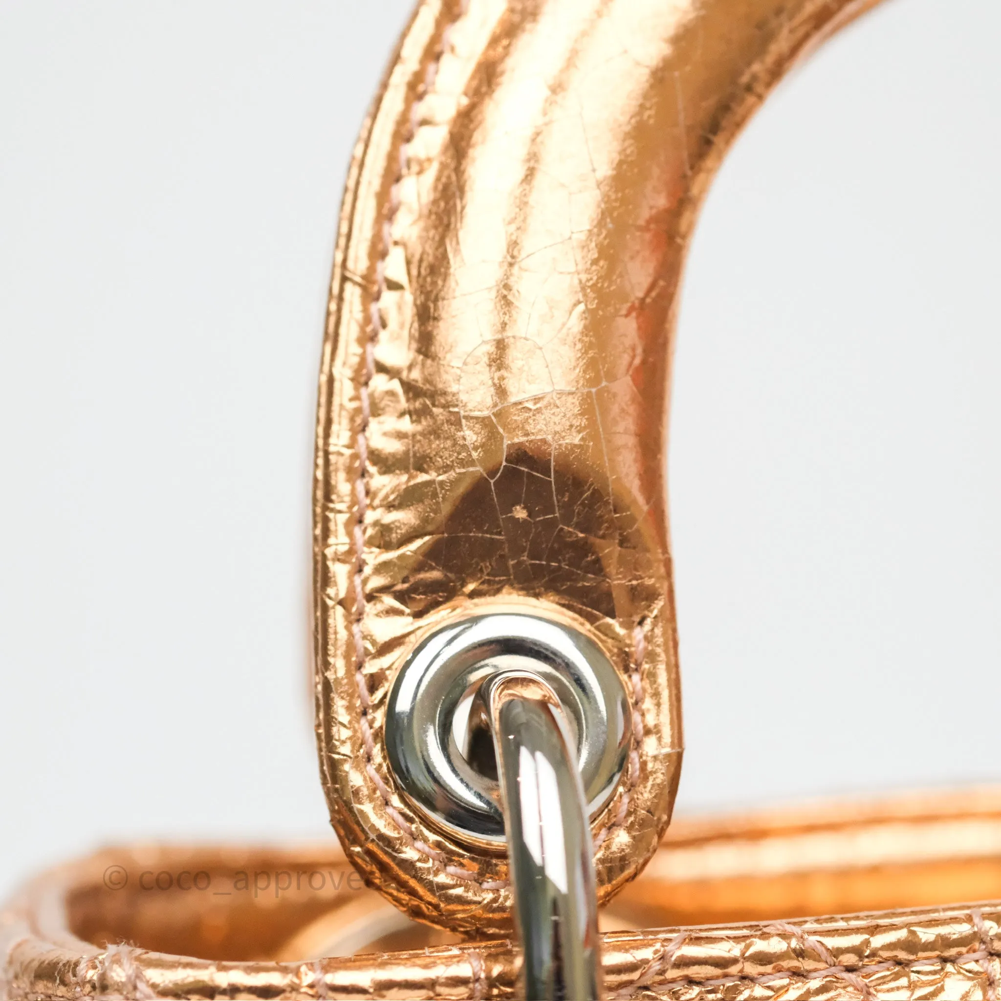 Christian Dior Mini Lady Dior Metallic Copper Cannage Silver Hardware