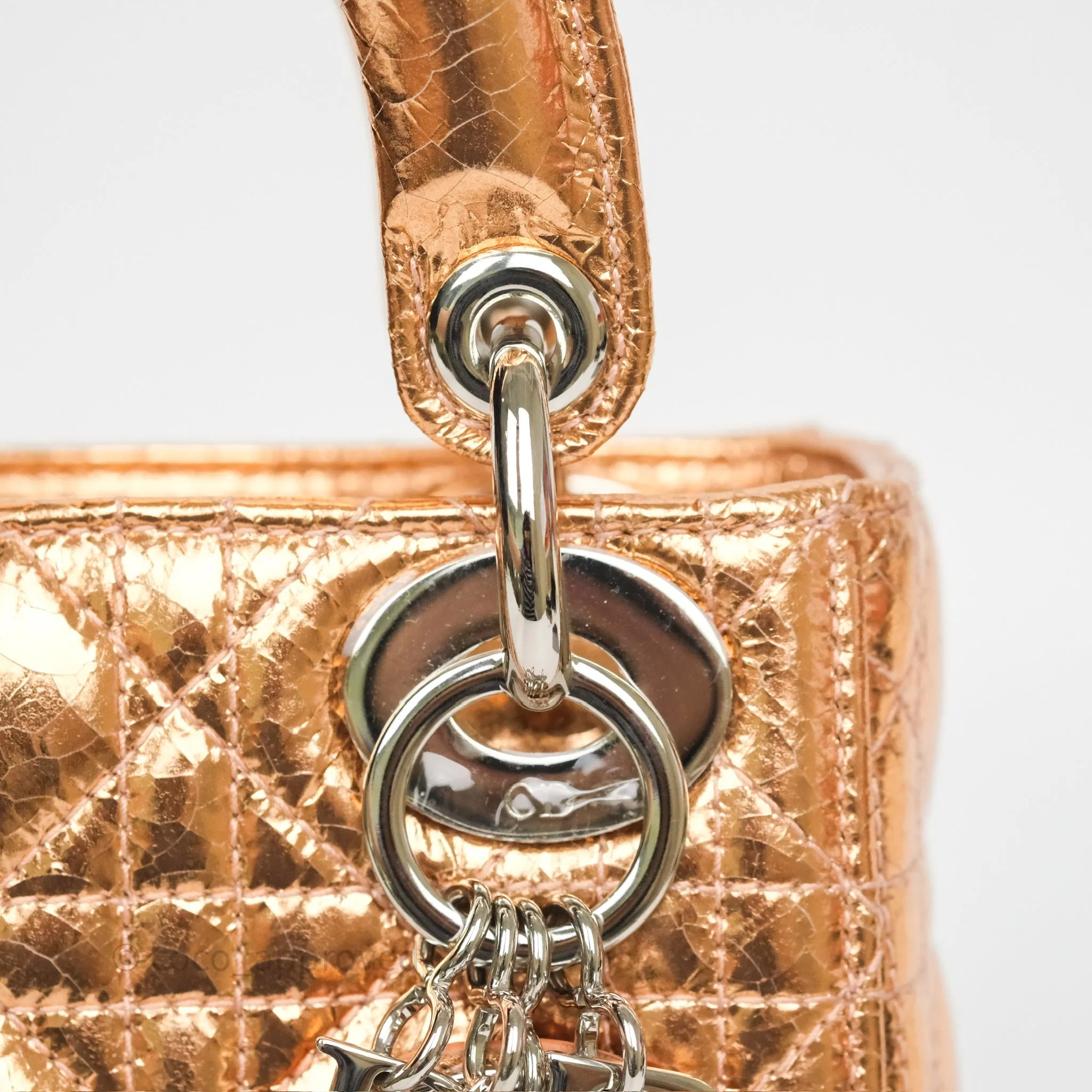 Christian Dior Mini Lady Dior Metallic Copper Cannage Silver Hardware