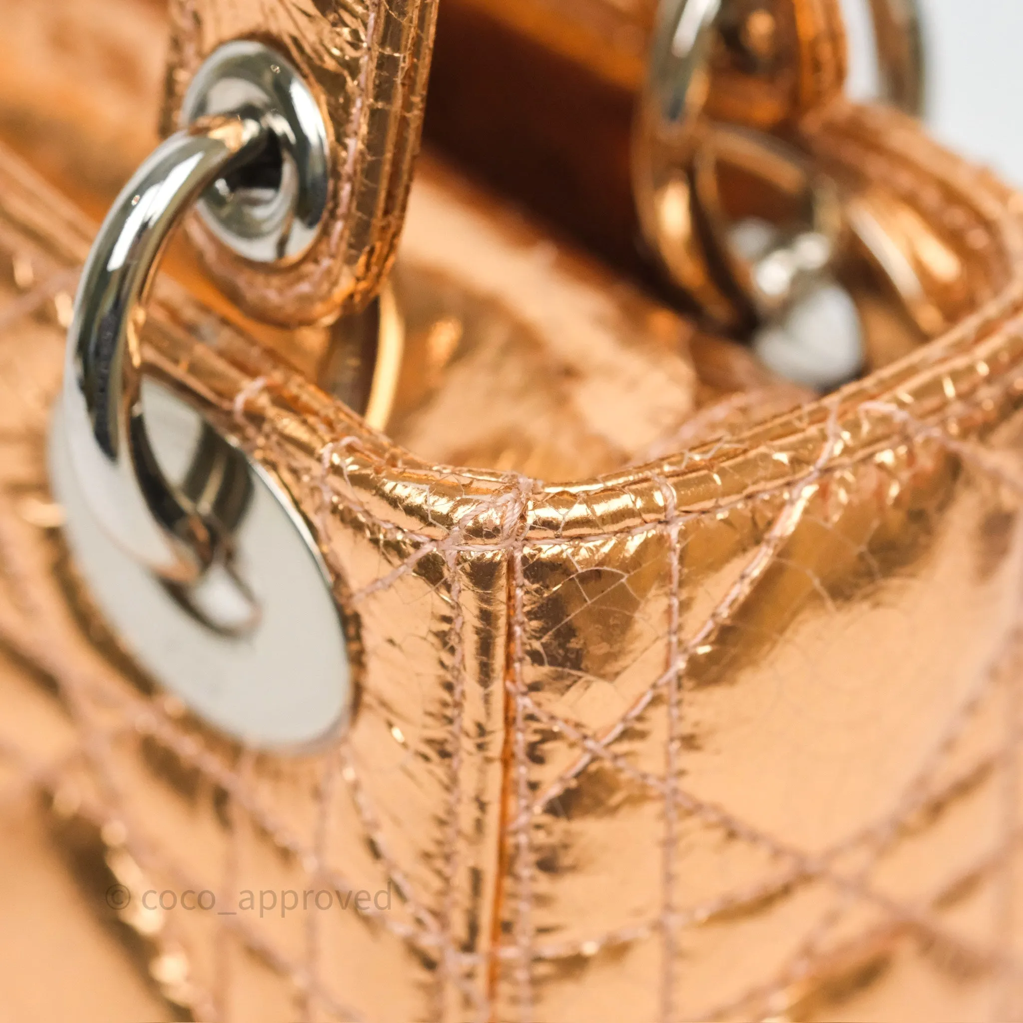 Christian Dior Mini Lady Dior Metallic Copper Cannage Silver Hardware
