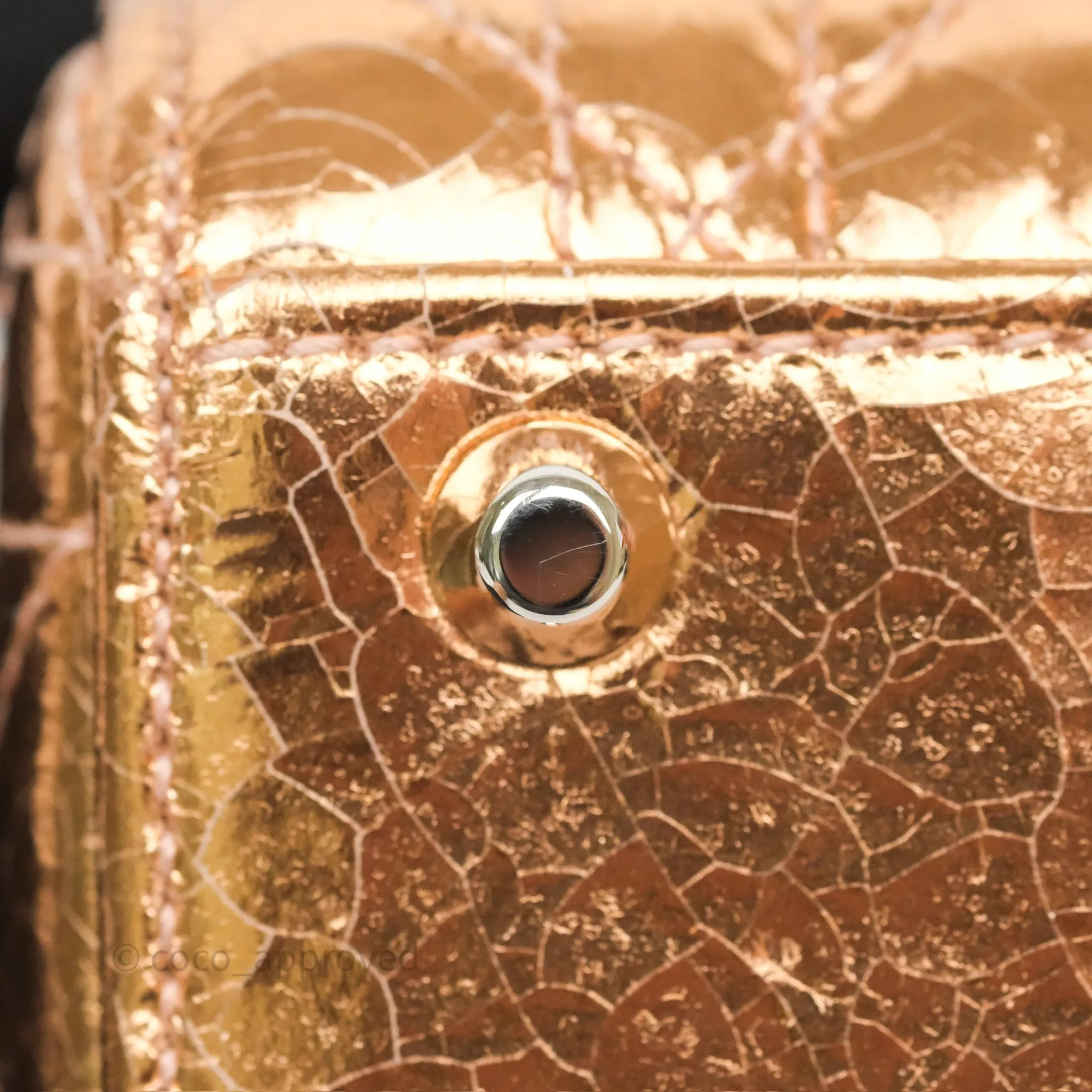 Christian Dior Mini Lady Dior Metallic Copper Cannage Silver Hardware