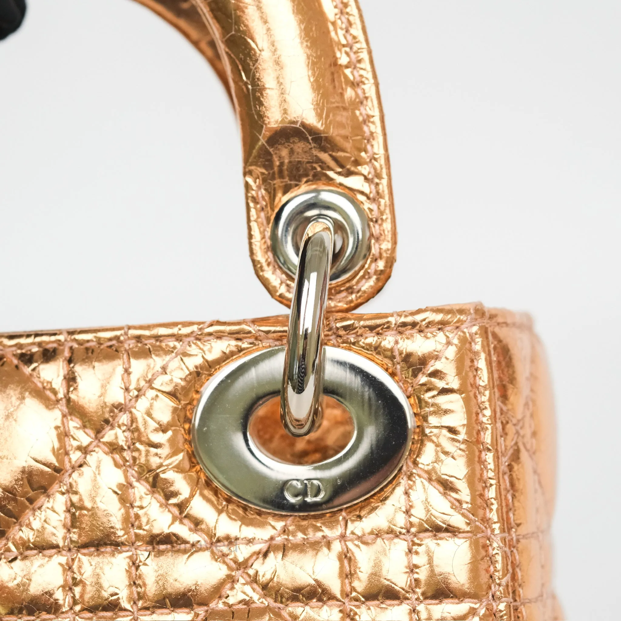 Christian Dior Mini Lady Dior Metallic Copper Cannage Silver Hardware