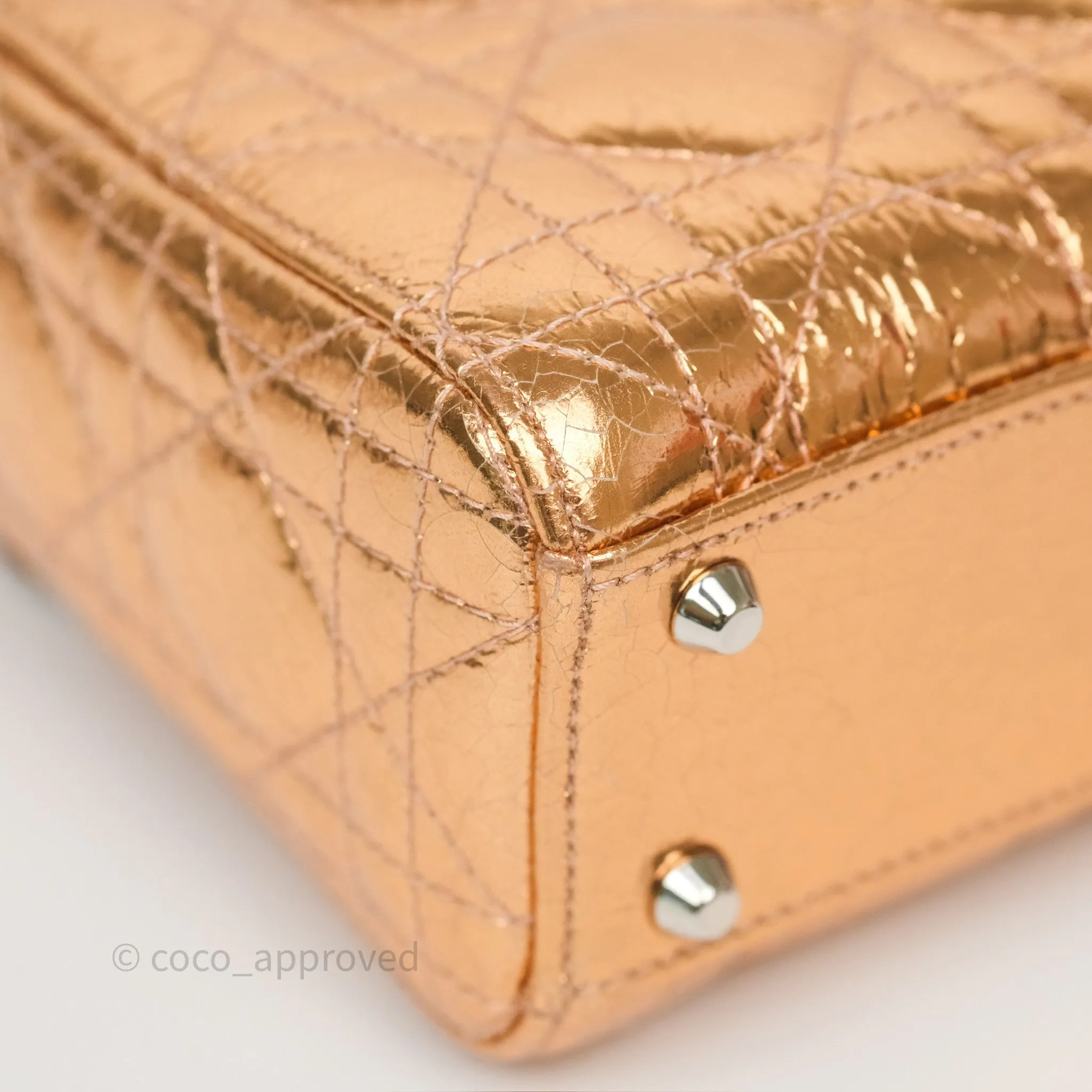Christian Dior Mini Lady Dior Metallic Copper Cannage Silver Hardware