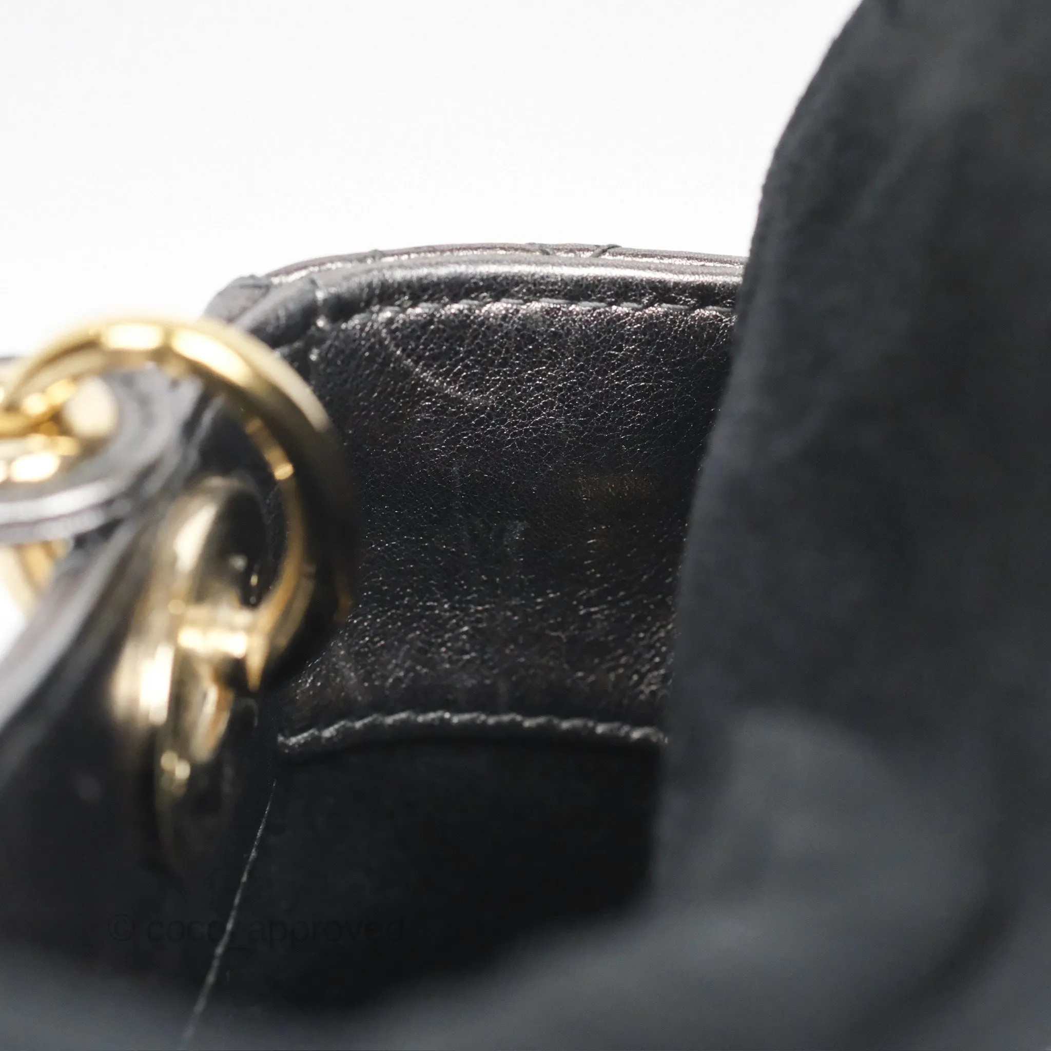 Christian Dior Mini Lady Dior Metallic Dark Grey Lambskin Cannage Gold Hardware