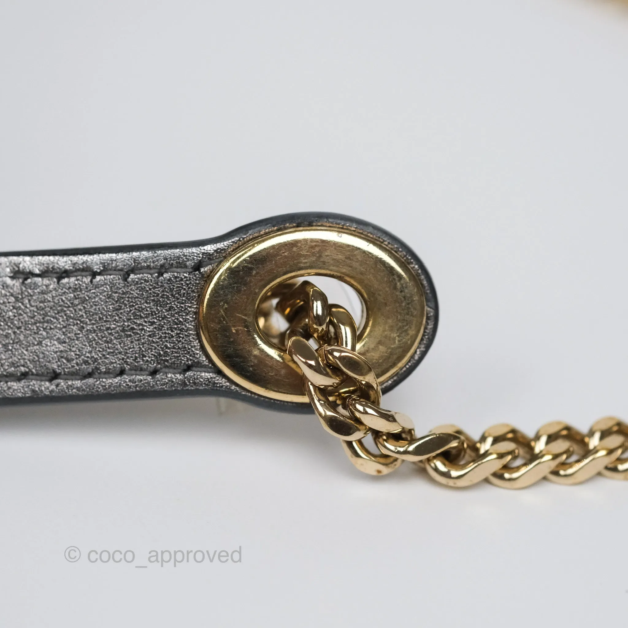 Christian Dior Mini Lady Dior Metallic Dark Grey Lambskin Cannage Gold Hardware