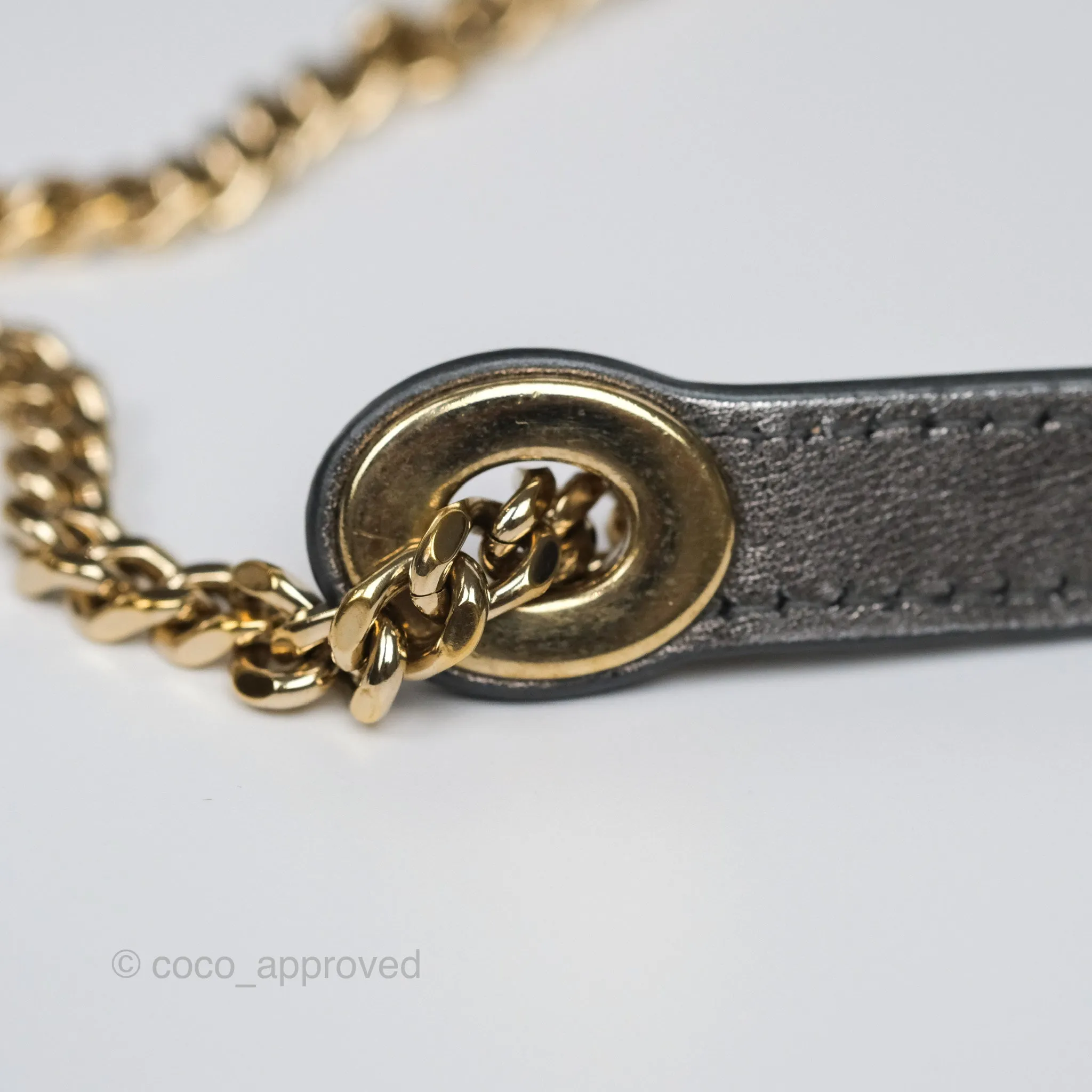 Christian Dior Mini Lady Dior Metallic Dark Grey Lambskin Cannage Gold Hardware