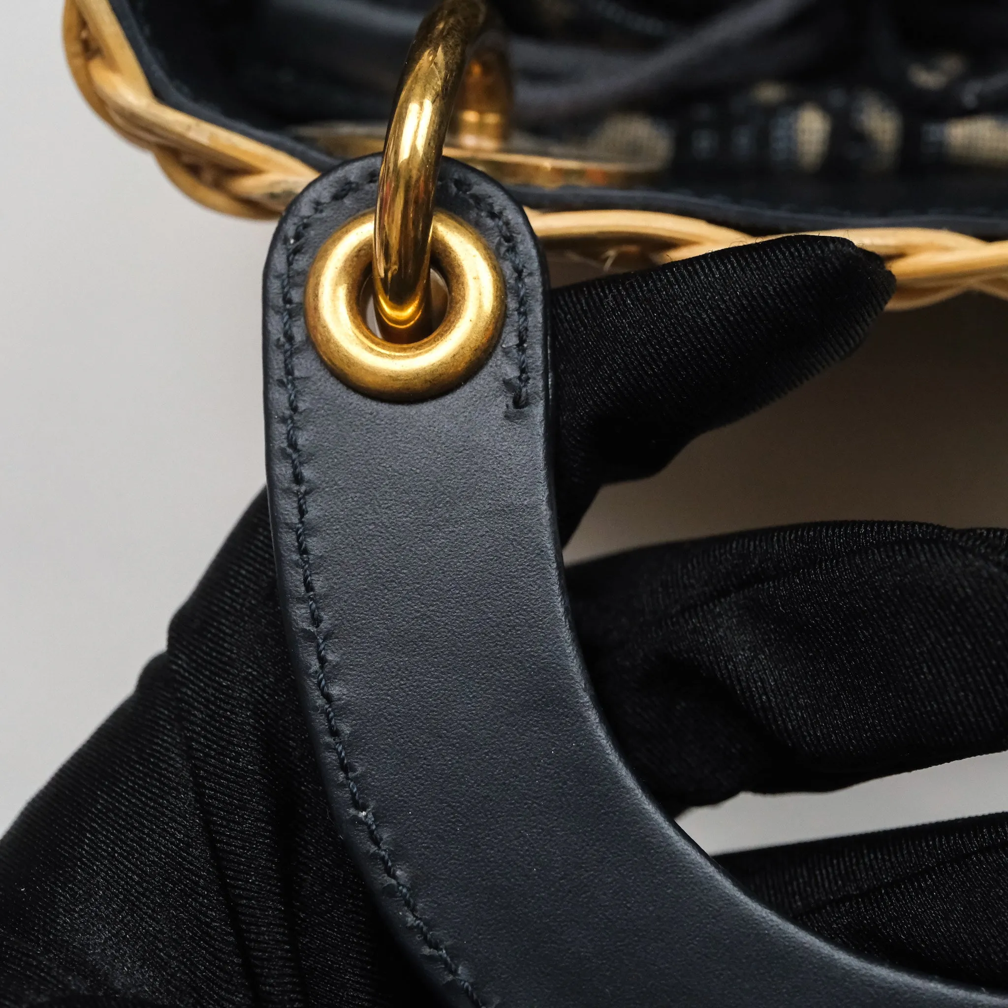 Christian Dior Mini Lady Dior Natural Rattan and Blue Dior Oblique Jacquard