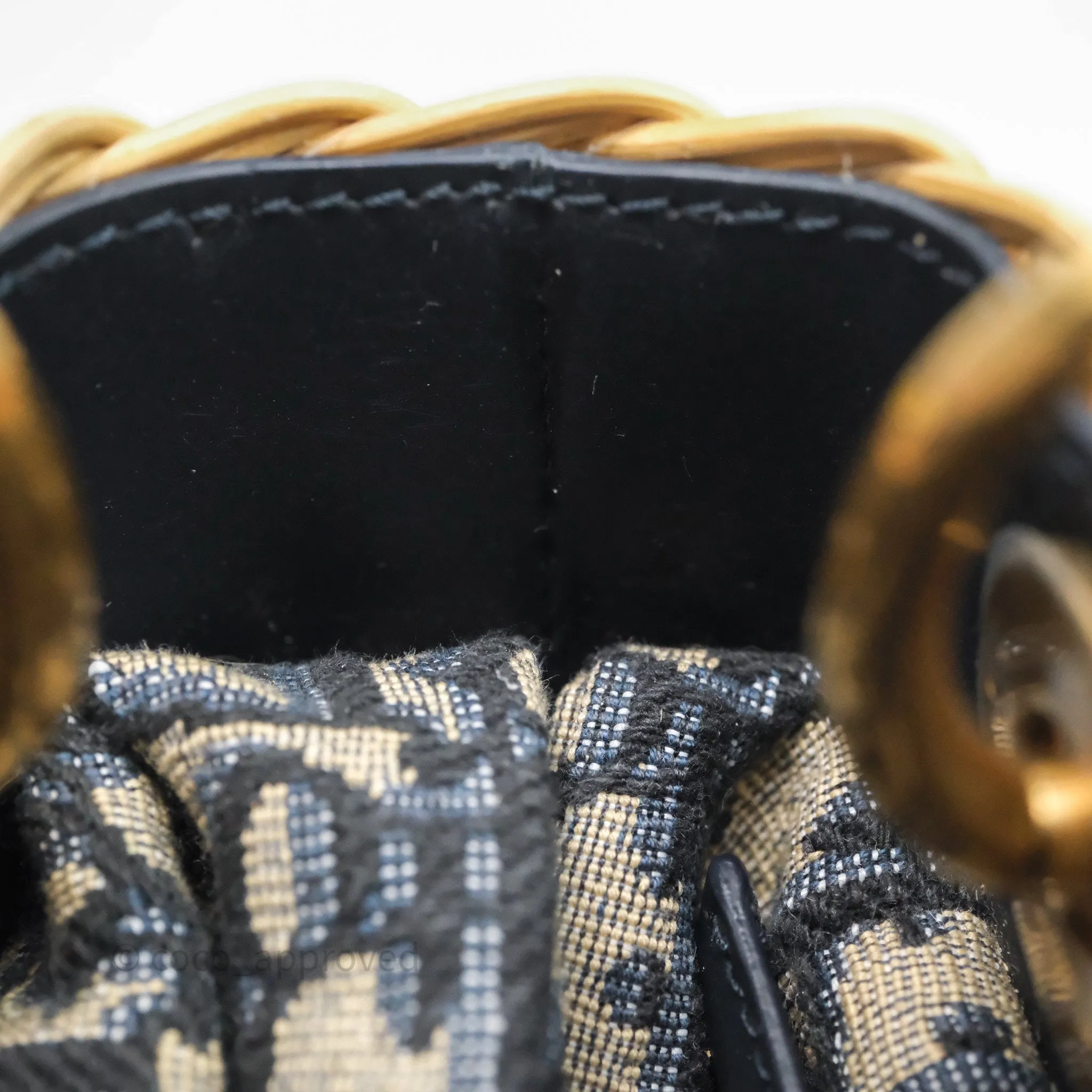 Christian Dior Mini Lady Dior Natural Rattan and Blue Dior Oblique Jacquard