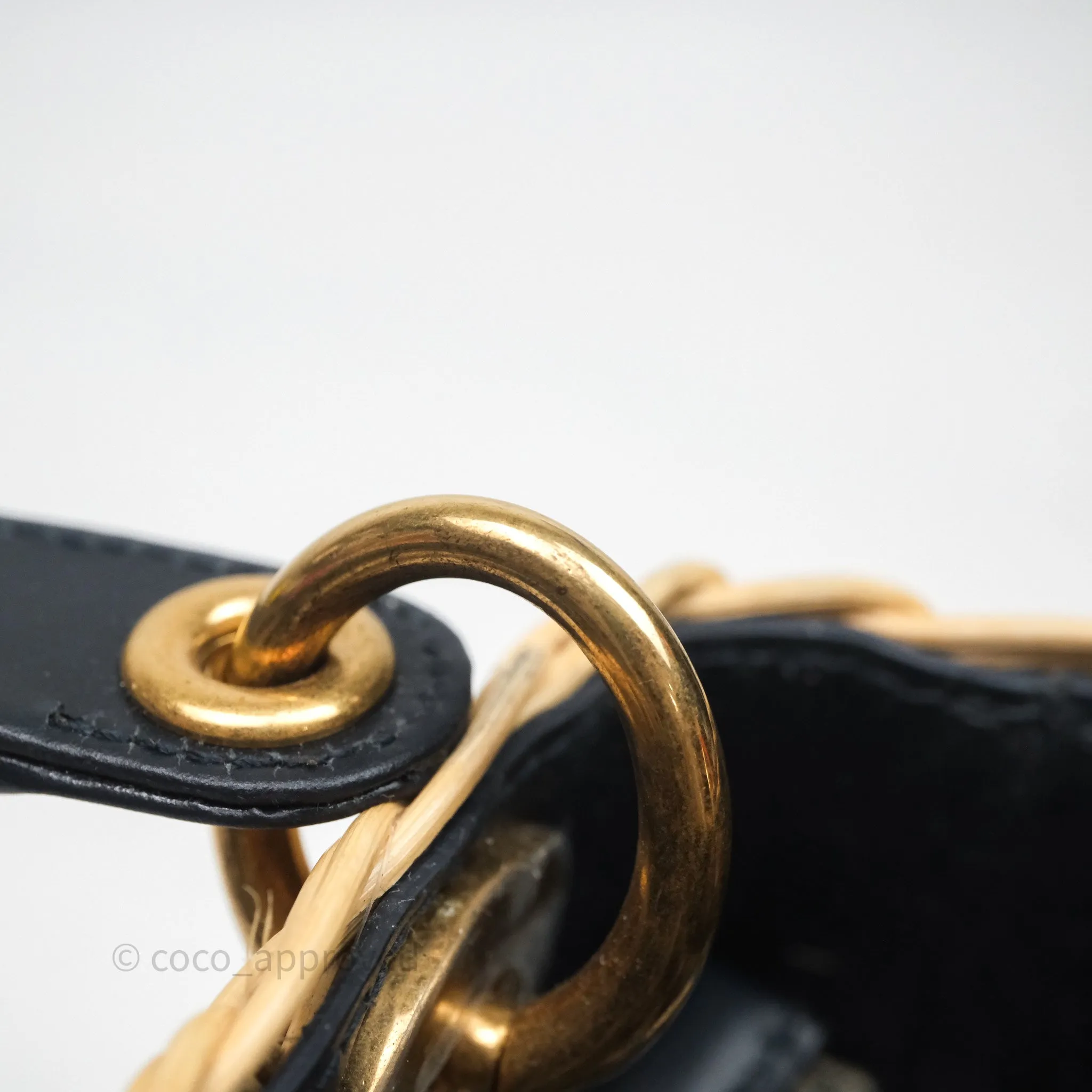 Christian Dior Mini Lady Dior Natural Rattan and Blue Dior Oblique Jacquard